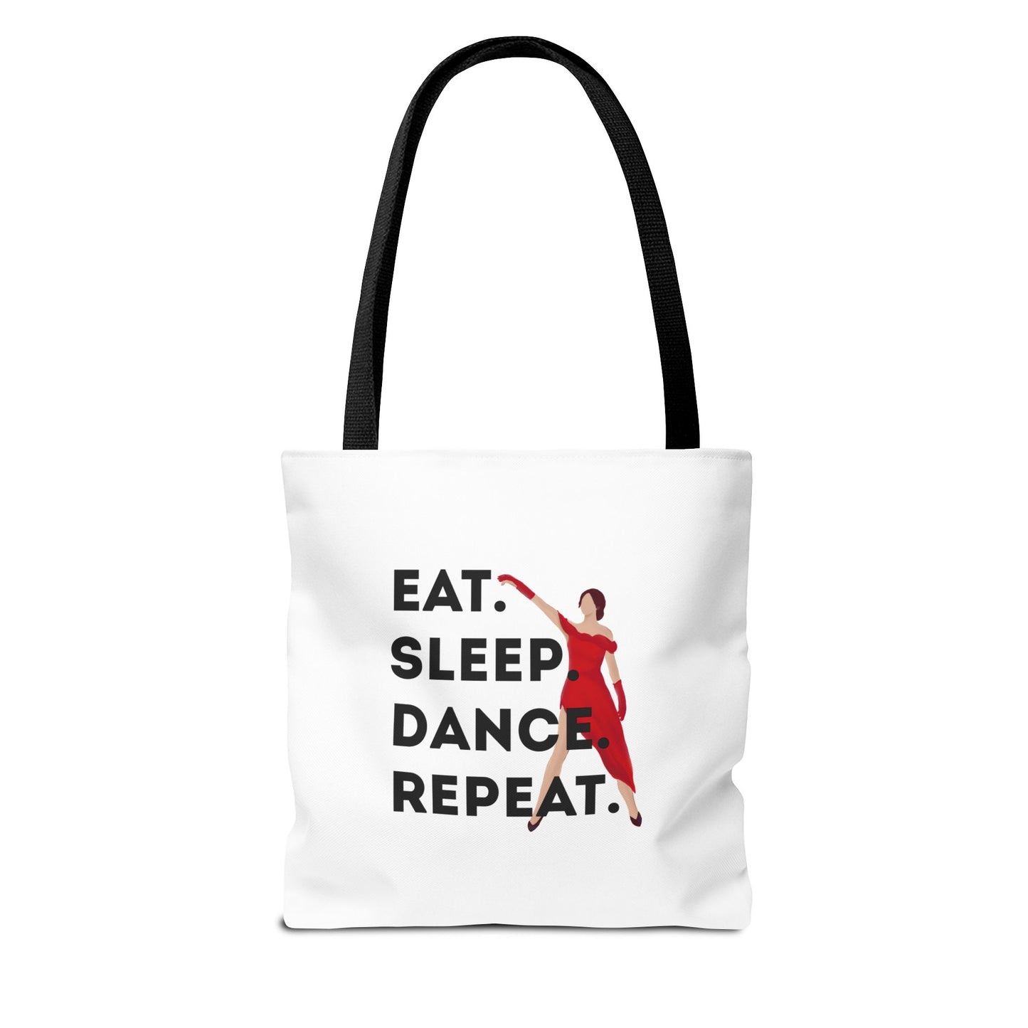 "Eat Sleep Dance Repeat" Canvas Tote Bag – Bold Dancer Graphic Dance Bag for Studio, School & Everyday Use