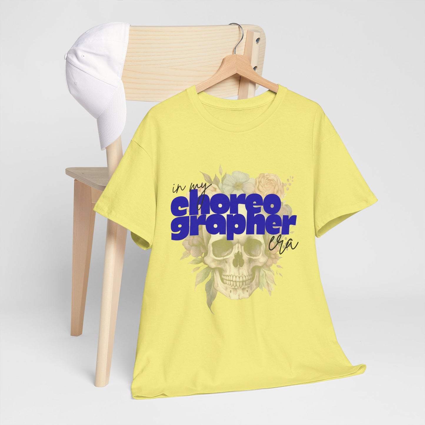 "In My Choreographer Era" Skull Floral Tee – Unisex Heavy Cotton Dance T-Shirt with Cool Gothic Graphic