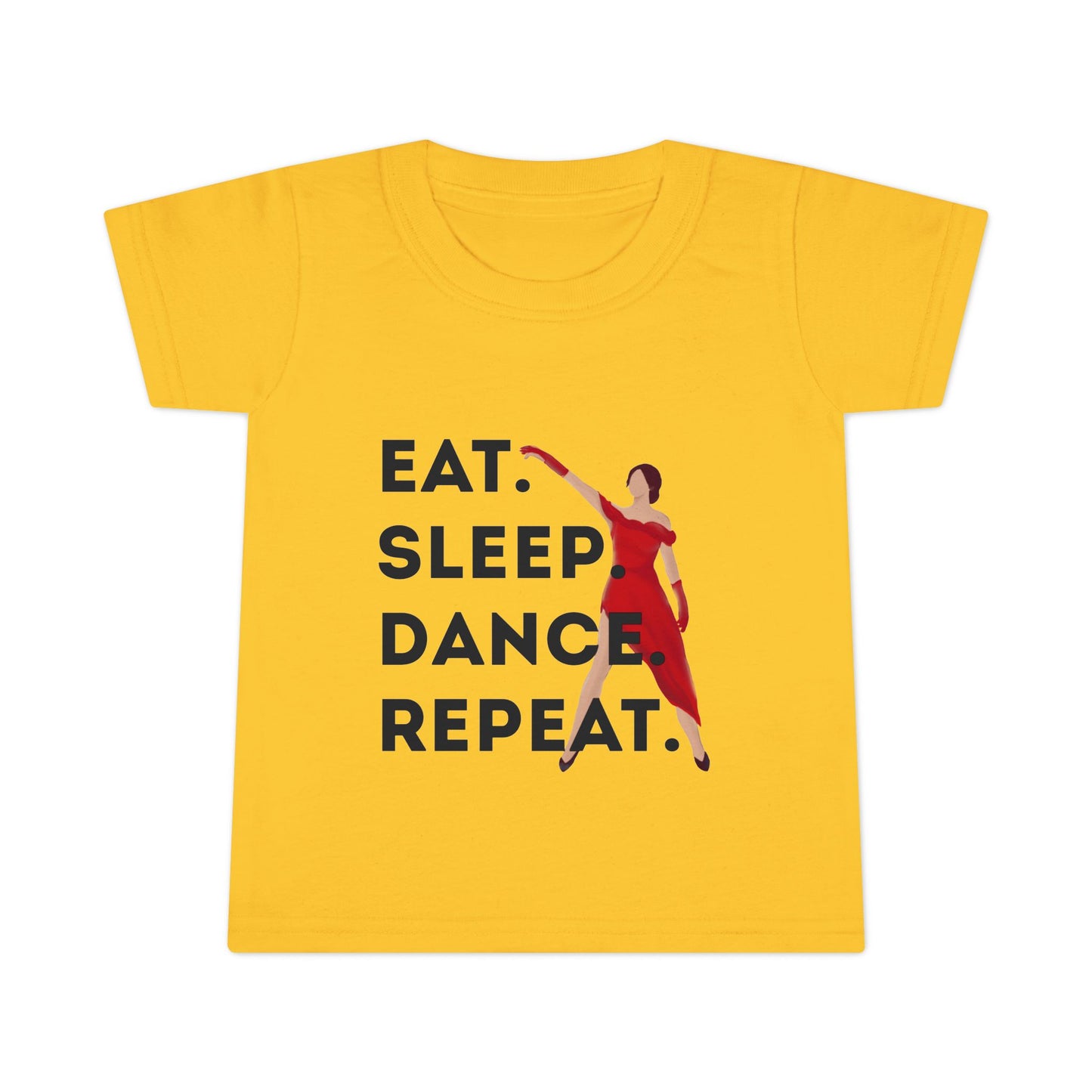 "Eat Sleep Dance Repeat" Toddler T-Shirt – Bold Dancer Graphic Tee for Kids – Short Sleeve Dance Shirt for Toddlers
