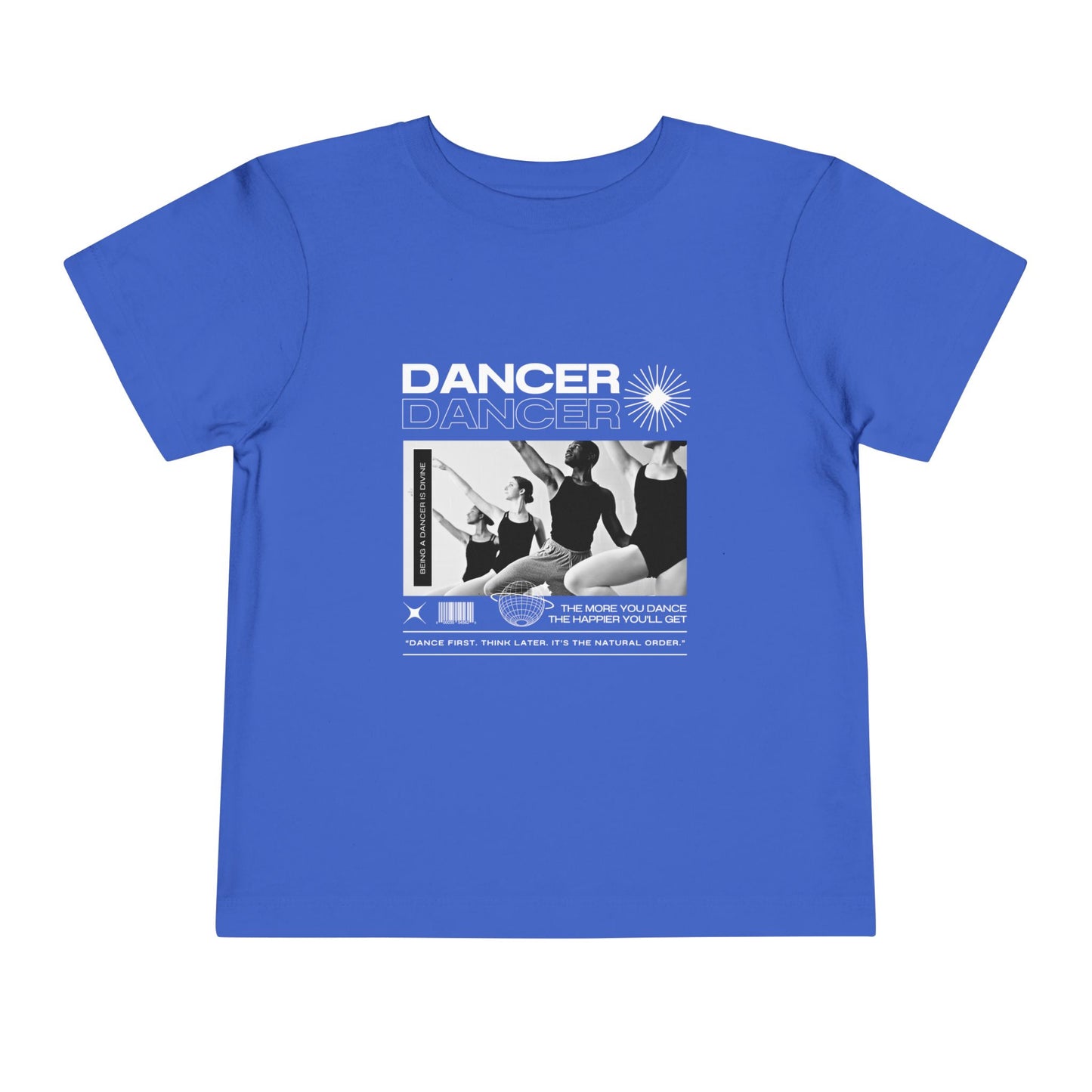 “Dancer" Toddler Short Sleeve T-Shirt – Streetwear-Inspired Ballet Barre Graphic Tee for Young Kids