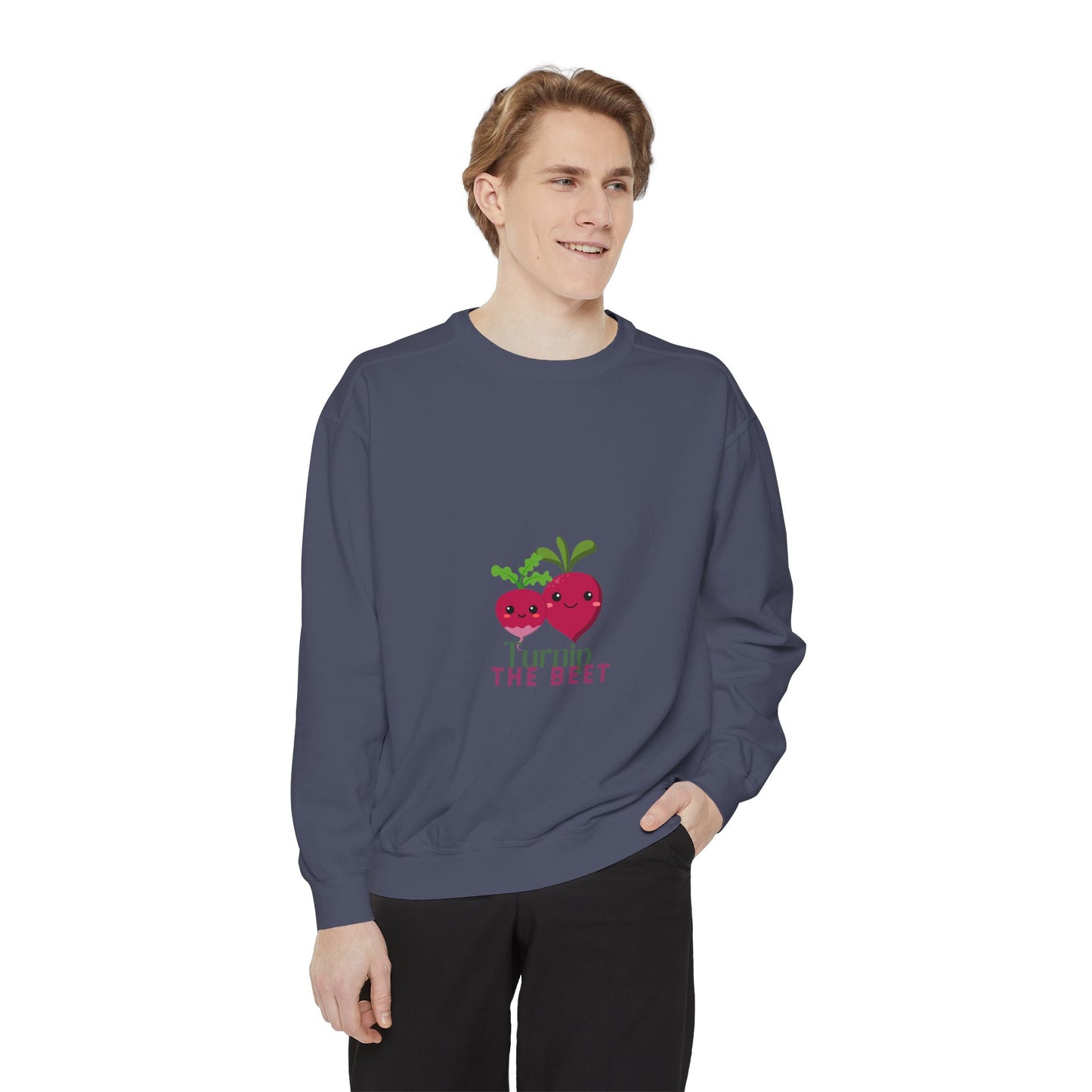 "Turnip the Beet" Unisex Lightweight Crewneck Sweatshirt – Fun Dance Pun Pullover with Cute Pepper Graphic for Dancers & Music Fans