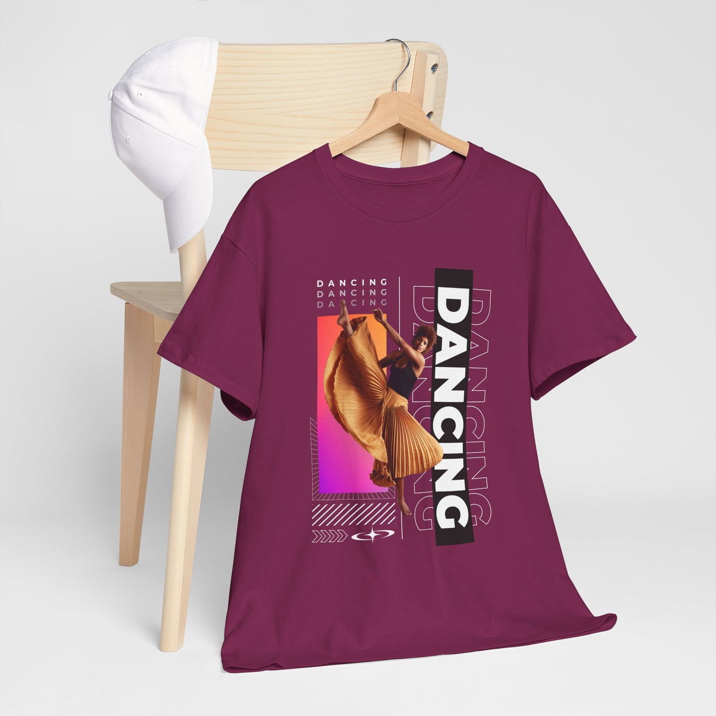 “Dancing” Streetwear-Inspired Female Dancer Unisex Heavy Cotton Tee – Urban Dance Graphic T-Shirt for Performers and Dance Lovers