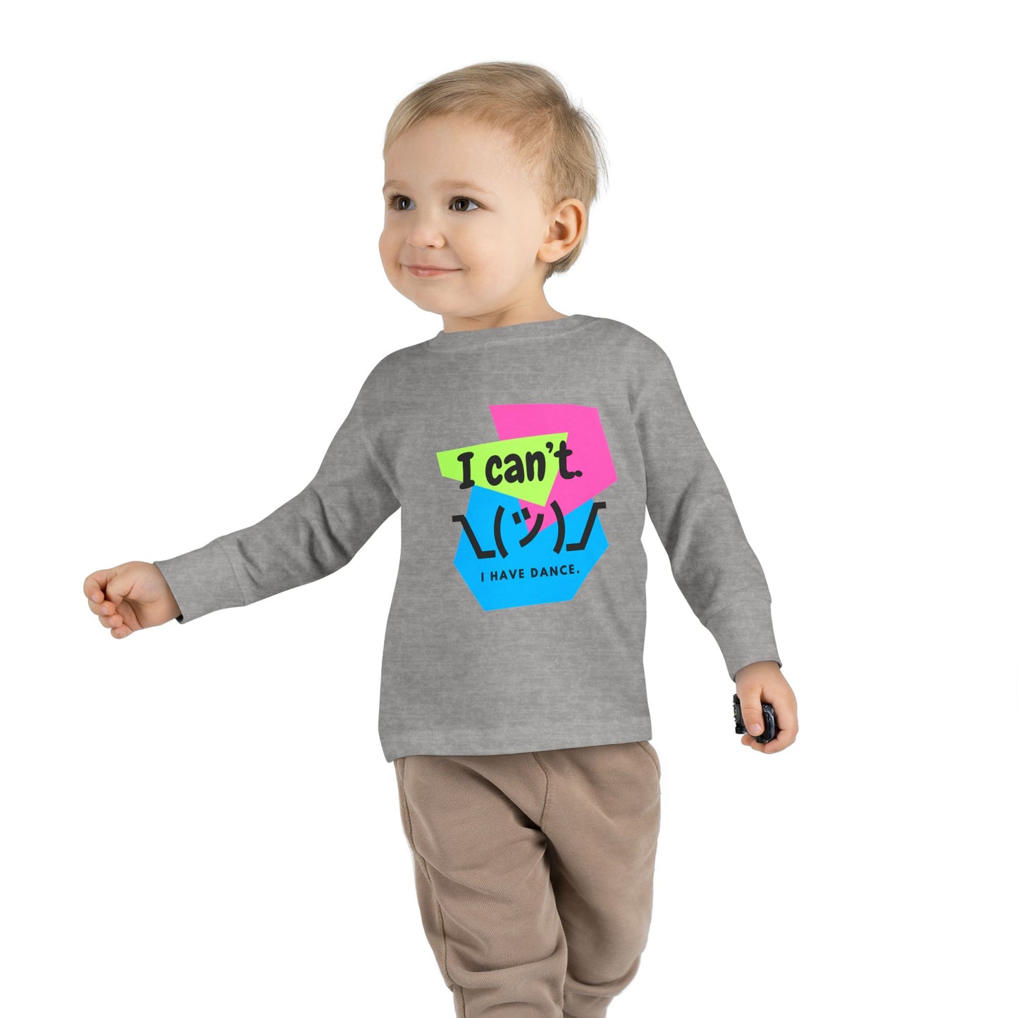 "I Can’t. I Have Dance." Toddler Long Sleeve Dance T-Shirt – 80s Retro Emoji Graphic Shirt for Kids
