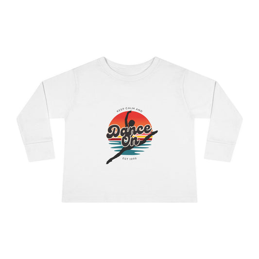 "Keep Calm and Dance On" Toddler Dance T-Shirt – Retro Graphic Long Sleeve Tee for Kids