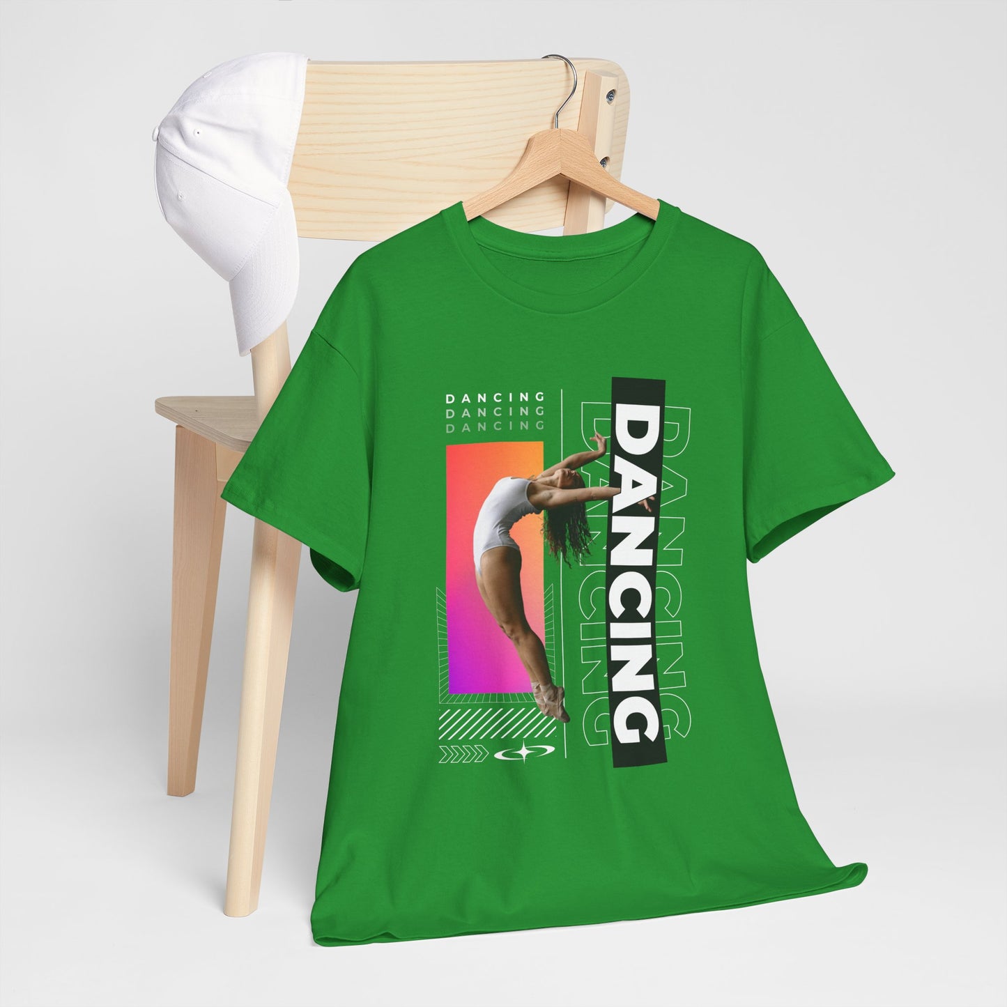“Dancing” Streetwear-Inspired Female Dancer Unisex Heavy Cotton Tee – Urban Dance Graphic T-Shirt for Performers and Dance Lovers