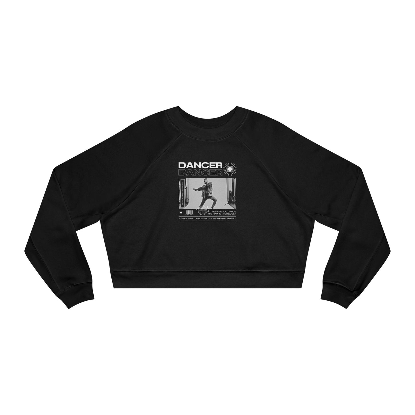 “Dancer” Jazz-Inspired Pose Streetwear Graphic | Jazz & Ballet Dance Sweatshirt for Dancers & Enthusiasts - Women’s Cropped Sweatshirt