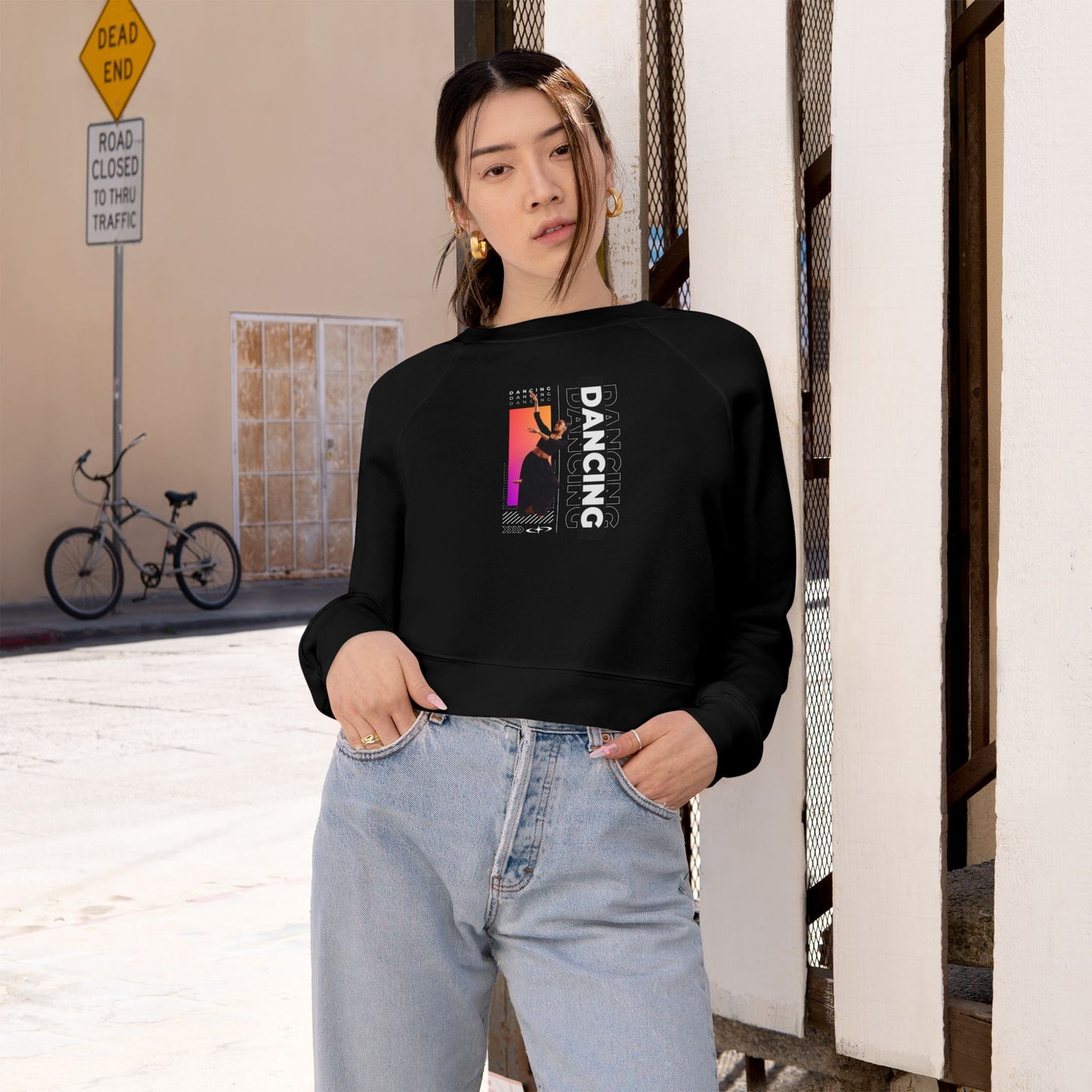 “Dancing” Female Dancer Streetwear Graphic | Ballet & Dance Sweatshirt for Dancers & Enthusiasts - Women’s Cropped Sweatshirt