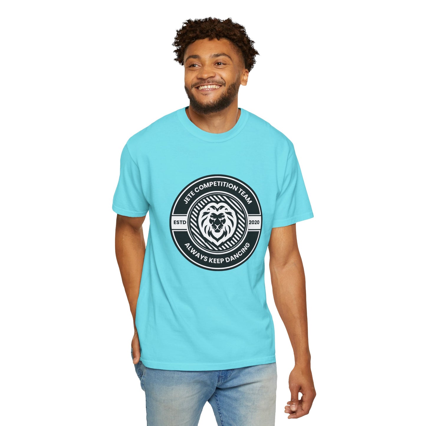 "Jeté Competition Team, Always Keep Dancing" Unisex Garment-Dyed T-Shirt – Collegiate-Style Dance Graphic Tee – Shirt for Dancers & Teams