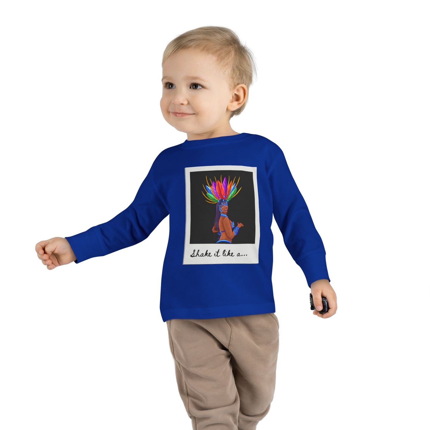 "Shake It Like a…” Toddler Long Sleeve Tee – Samba Dancer Graphic Shirt for Kids