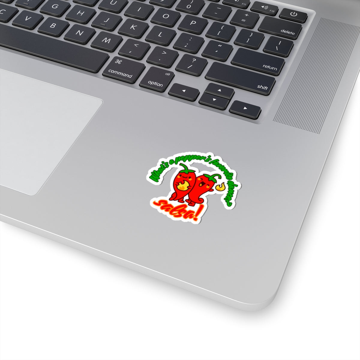 "What's a Pepper's Favorite Dance? Salsa!" Sticker – Funny Dance Pun Kiss-Cut Vinyl Sticker with Cute Pepper Graphic
