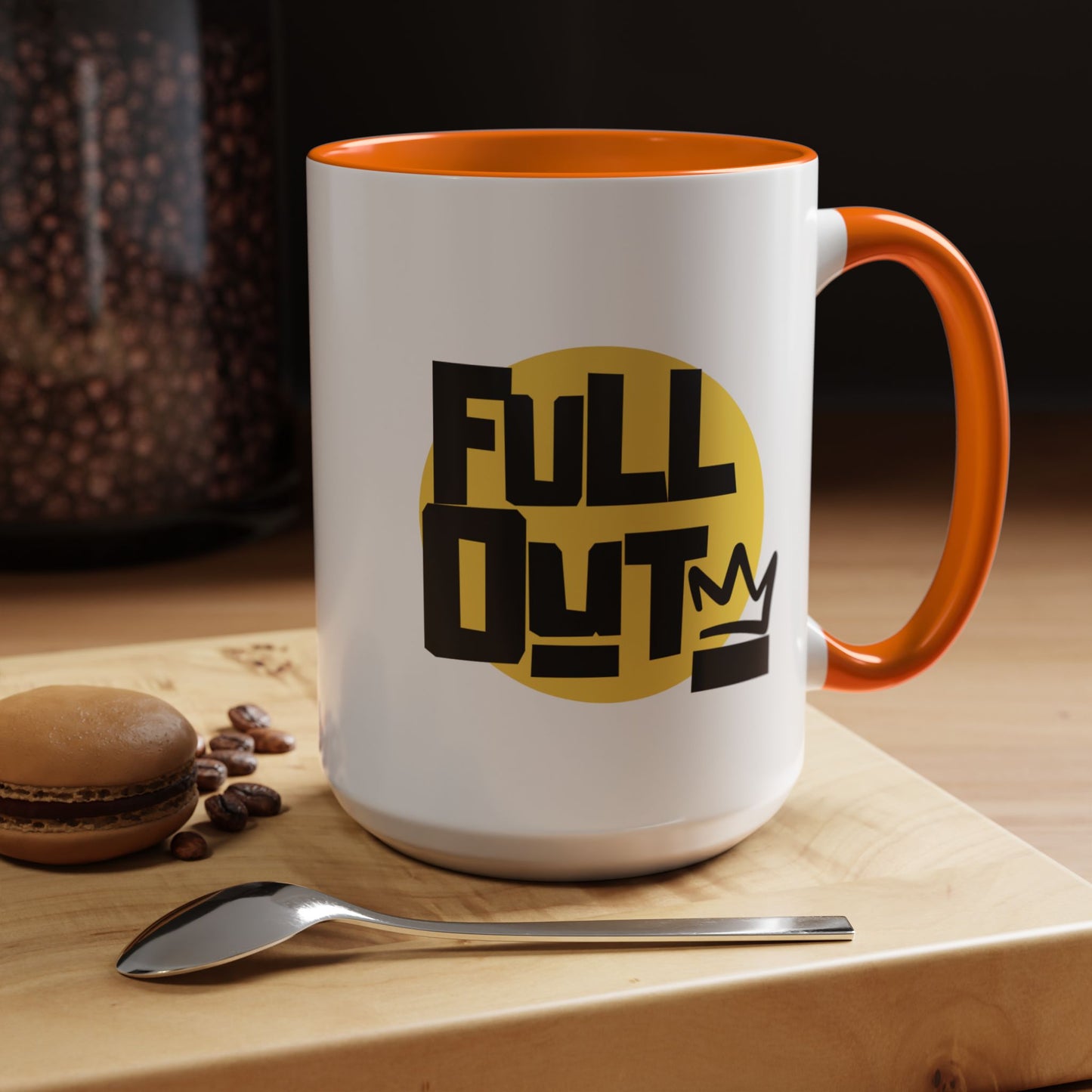 "Full Out" Accent Coffee Mug – Streetwear Dance Mug with Crown Graphic for Dancers