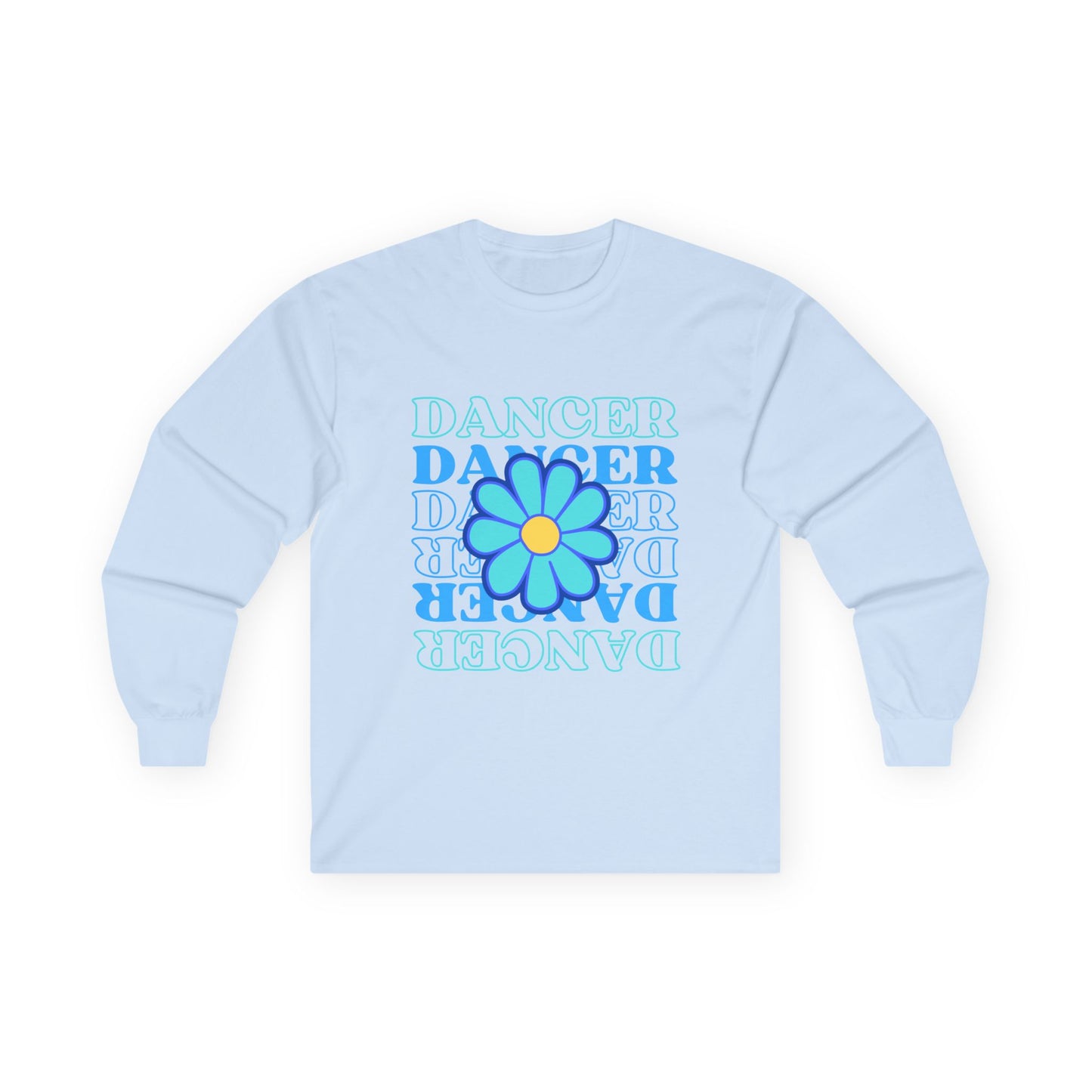 "Dancer" Unisex Long Sleeve Tee – Elegant Floral Text Graphic Dance Shirt for Performers, Instructors & Studio Style
