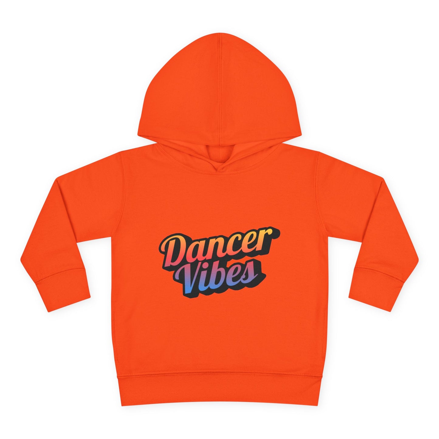 "Dancer Vibes" Toddler Pullover Hoodie – Colorful Dance-Themed Text Graphic Fleece Sweatshirt for Kids