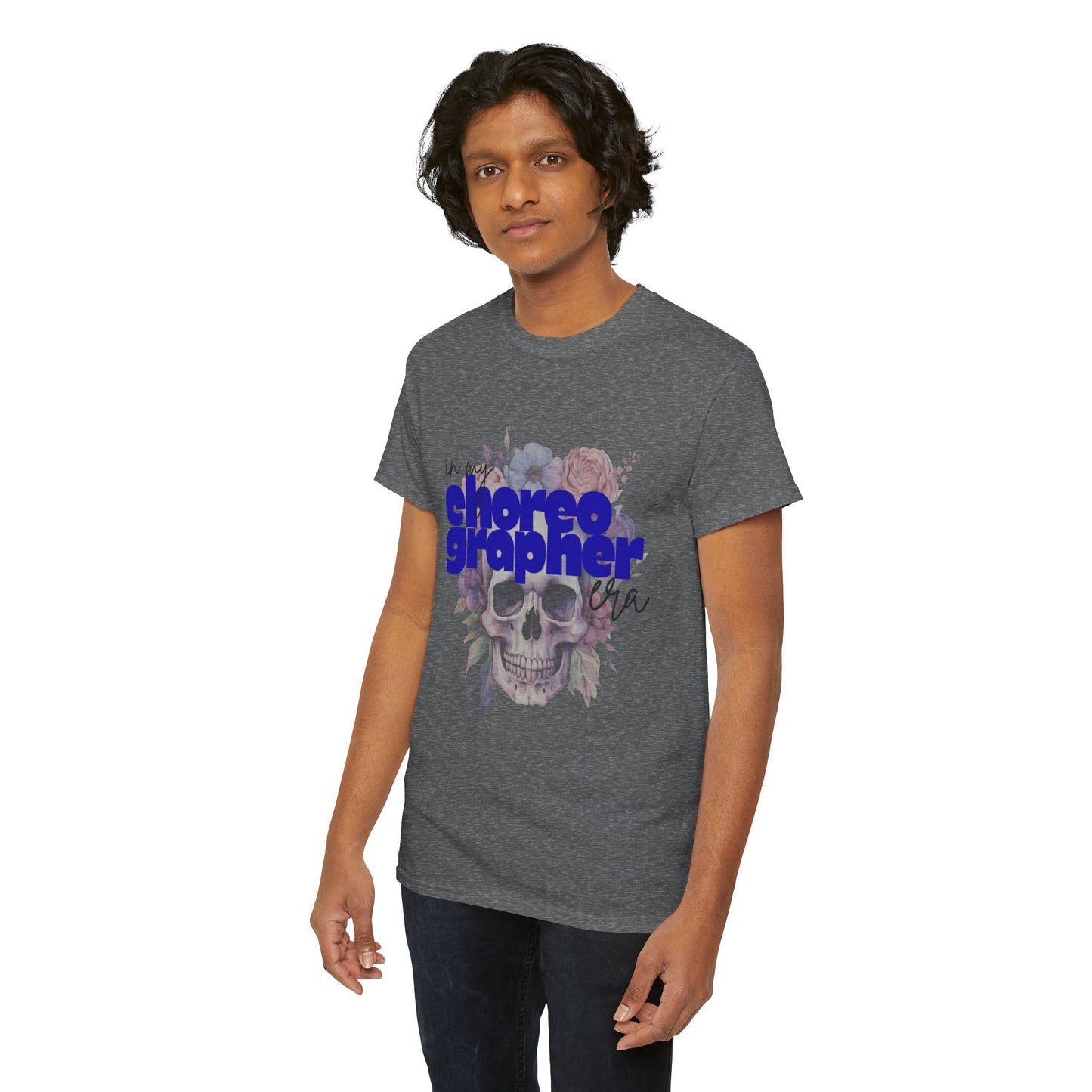 "In My Choreographer Era" Skull Floral Tee – Unisex Heavy Cotton Dance T-Shirt with Cool Gothic Graphic