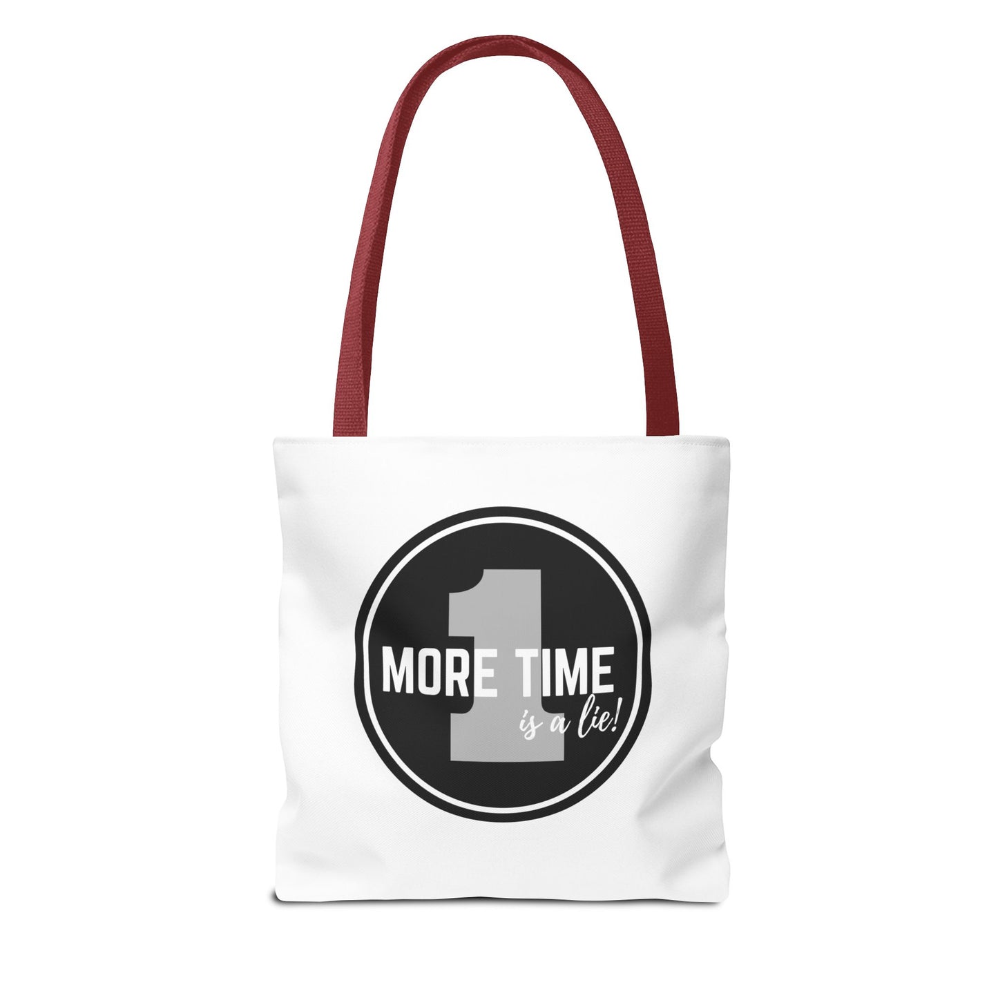 "One More Time is a Lie" Dance Tote Bag – Bold Emblem Graphic Canvas Bag for Dancers, Rehearsals & Everyday Use