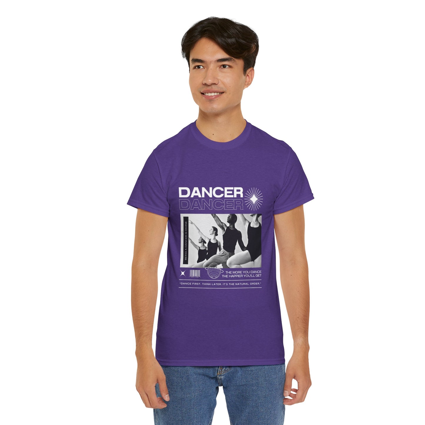 "Dancer" with ballet dancers at the Barre - Unisex Heavy Cotton Tee | Streetwear-Inspired Ballet Training Graphic T-Shirt for Dance Lovers