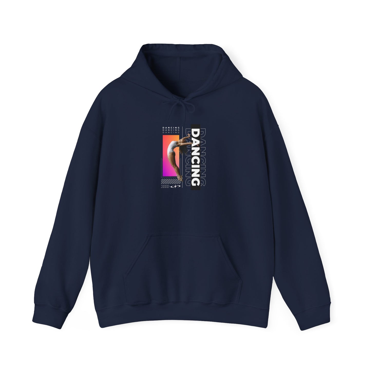 “Dancing” Text with Streetwear-Style Female Dancer Graphic - Unisex Heavy Blend™ Hooded Sweatshirt – Cozy Dance Hoodie for Ballet & Hip-Hop Enthusiasts