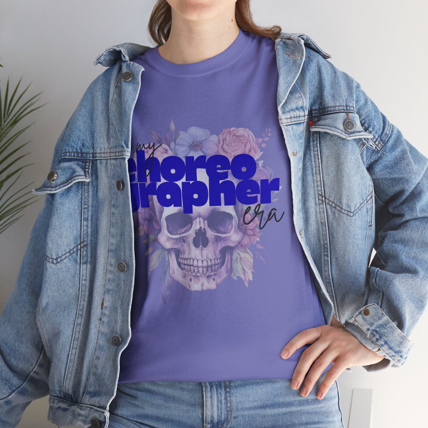 "In My Choreographer Era" Skull Floral Tee – Unisex Heavy Cotton Dance T-Shirt with Cool Gothic Graphic