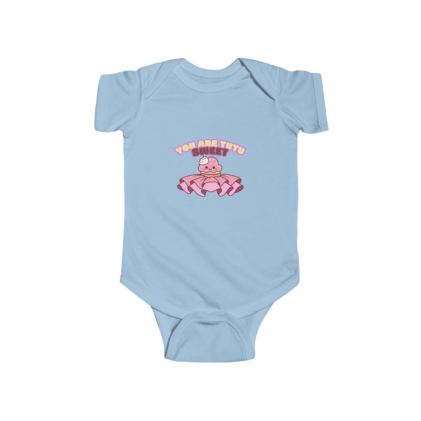 "You Are Tutu Sweet" Infant Short Sleeve Bodysuit – Kawaii Cupcake in Tutu Graphic Baby Outfit for Dance-Loving Families