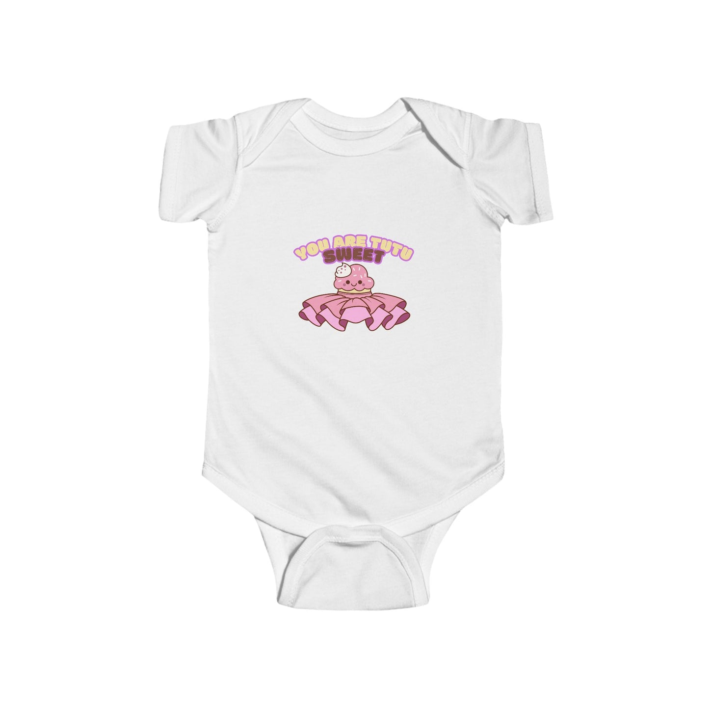 "You Are Tutu Sweet" Infant Short Sleeve Bodysuit – Kawaii Cupcake in Tutu Graphic Baby Outfit for Dance-Loving Families