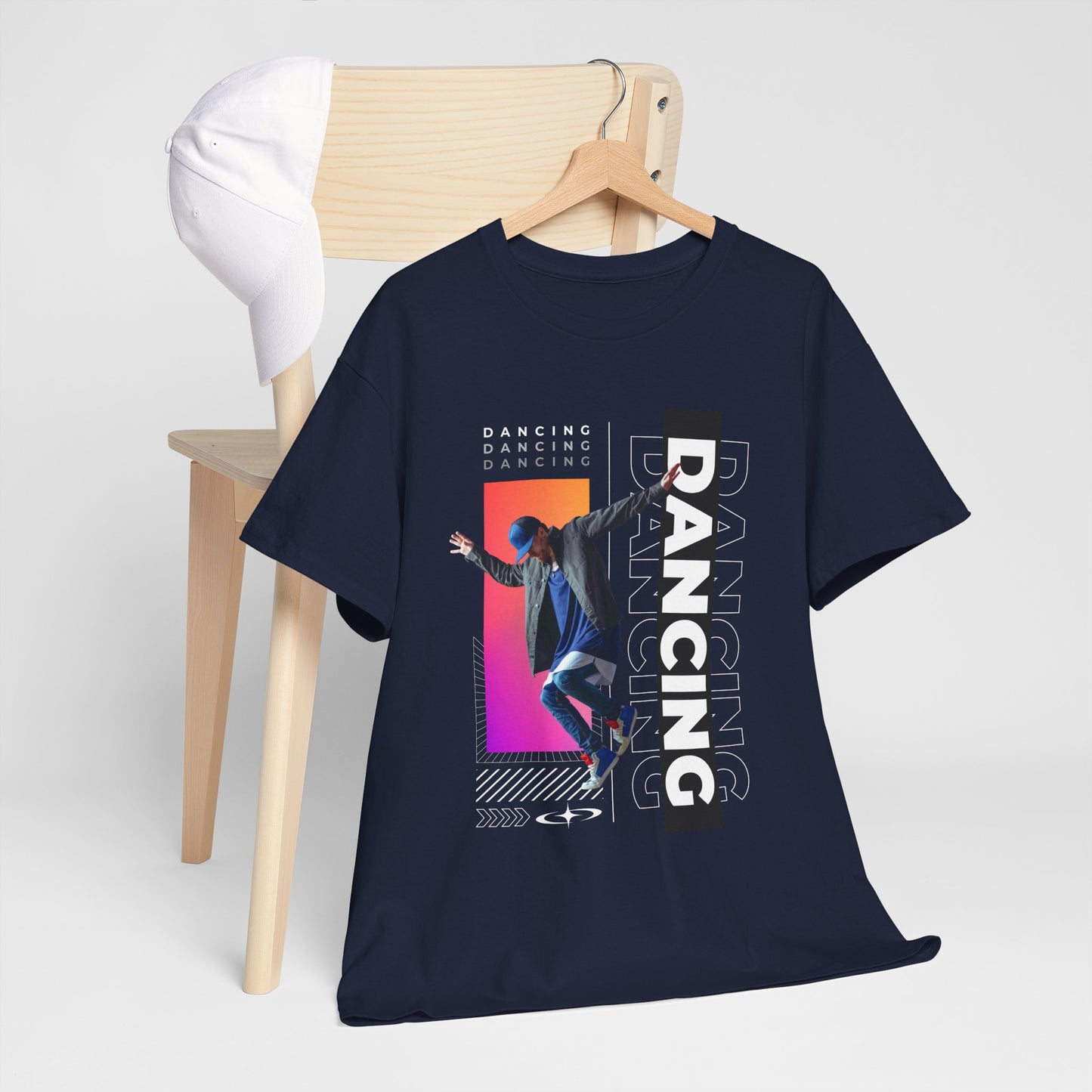 “Dancing” Streetwear-Inspired Male Dancer Unisex Heavy Cotton Tee – Urban Dance Graphic T-Shirt for Performers and Dance Lovers