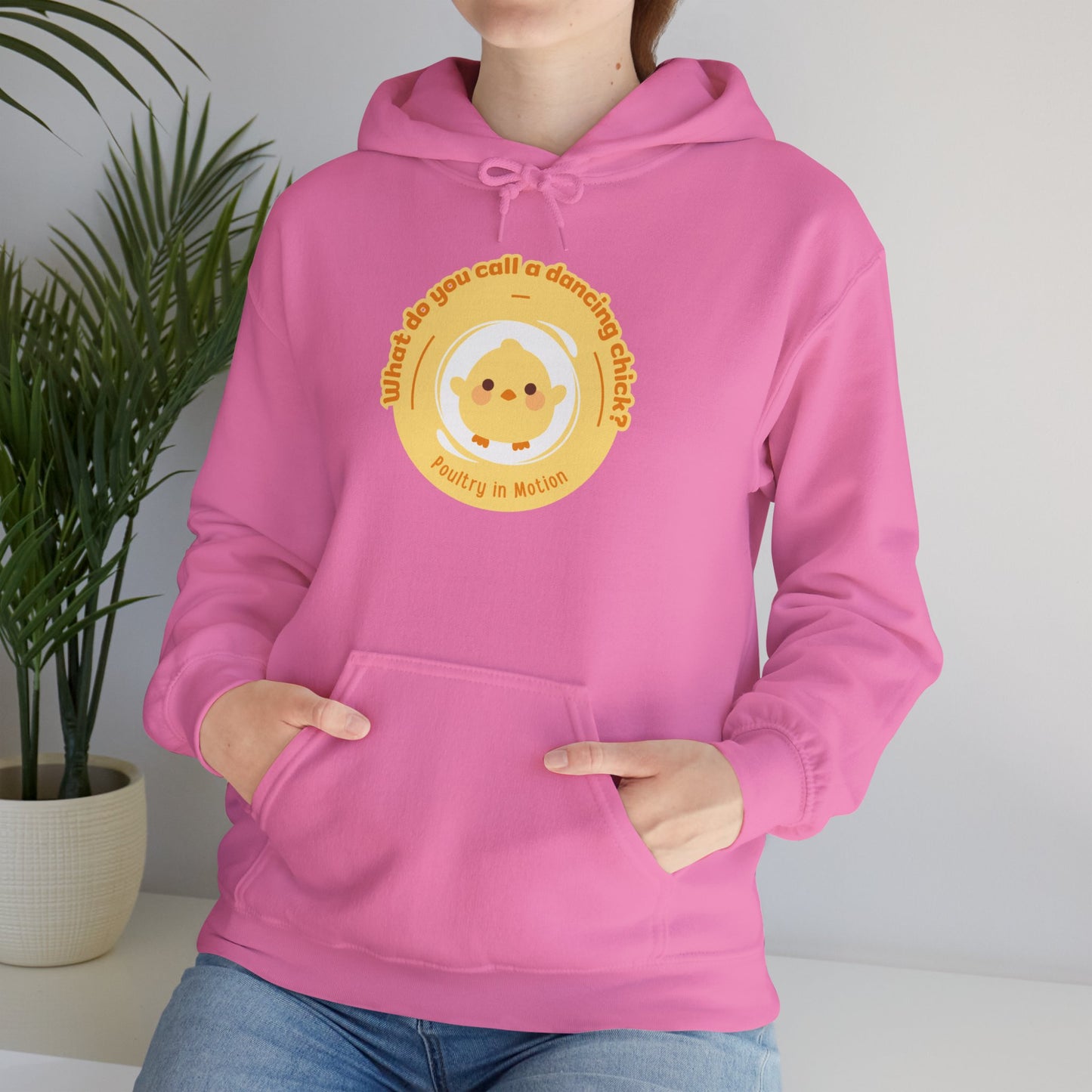 "What do you call a dancing chick? Poultry in Motion" Unisex Dance Hoodie – Funny Dancing Chick Graphic Sweatshirt for Dancers