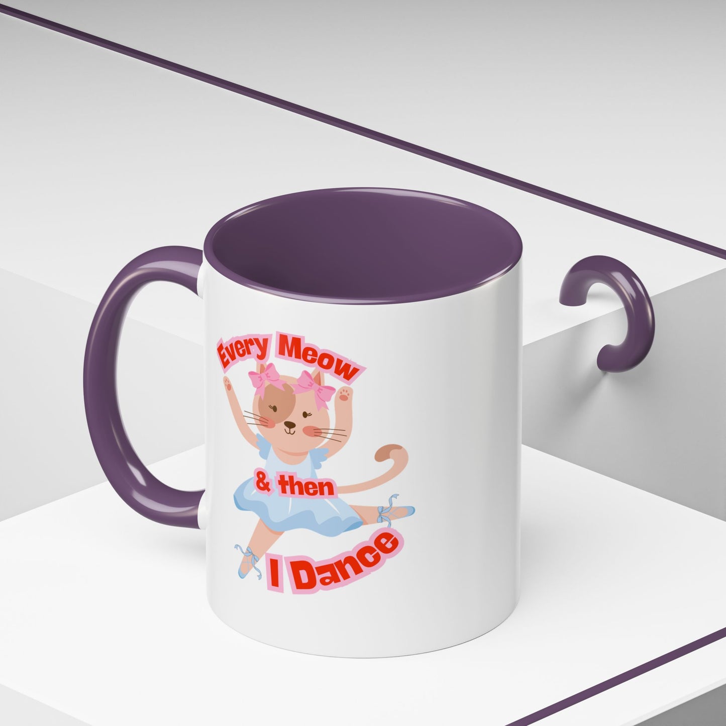 “Every Meow & Then I Dance” Adorable Dancing Cat Graphic | Cute Cat Dance Mug for Ballet Lovers & Coffee Enthusiasts - Accent Coffee Mug