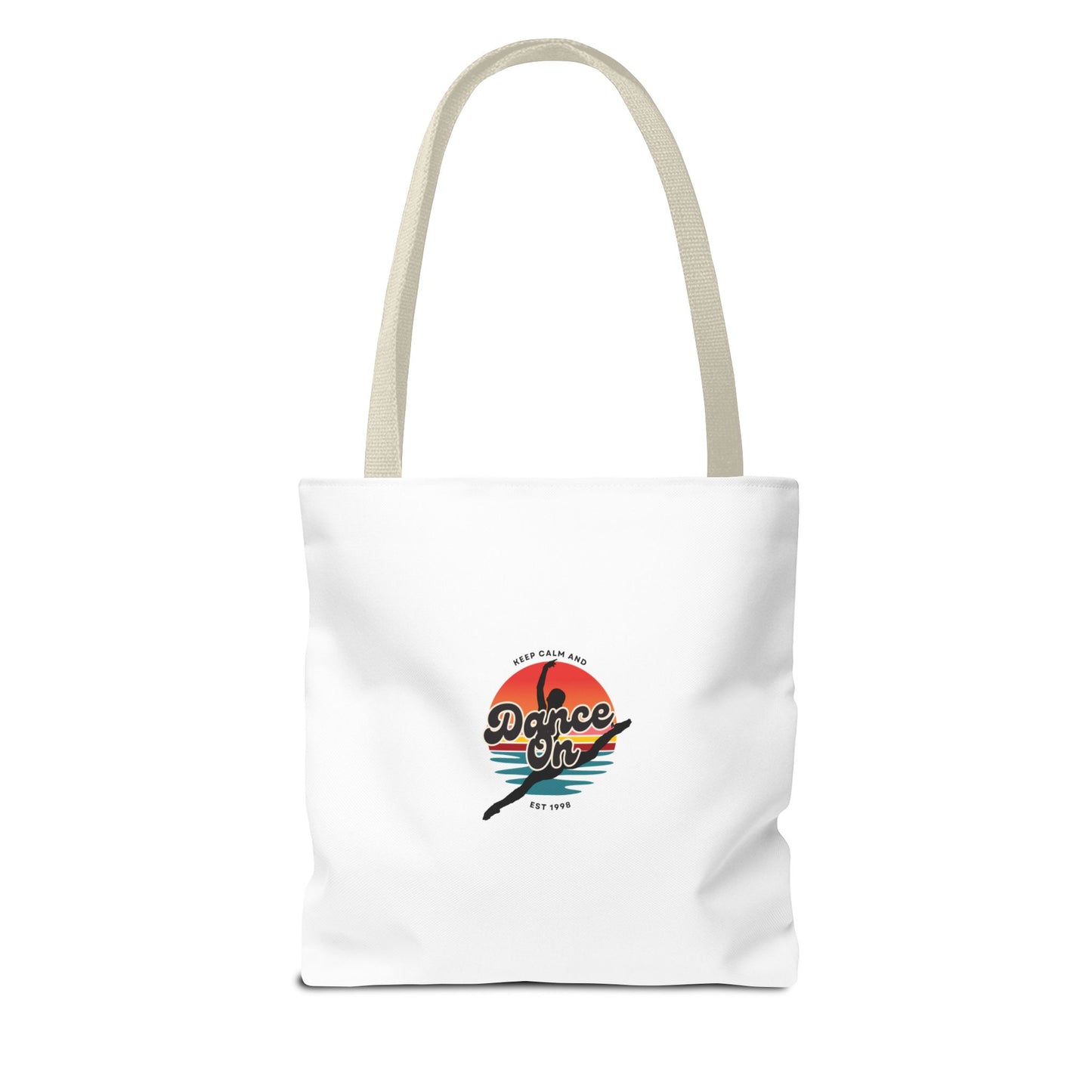 "Keep Calm and Dance On" Canvas Tote Bag – Retro Dance Graphic, Durable Shopping & Everyday Dance Bag