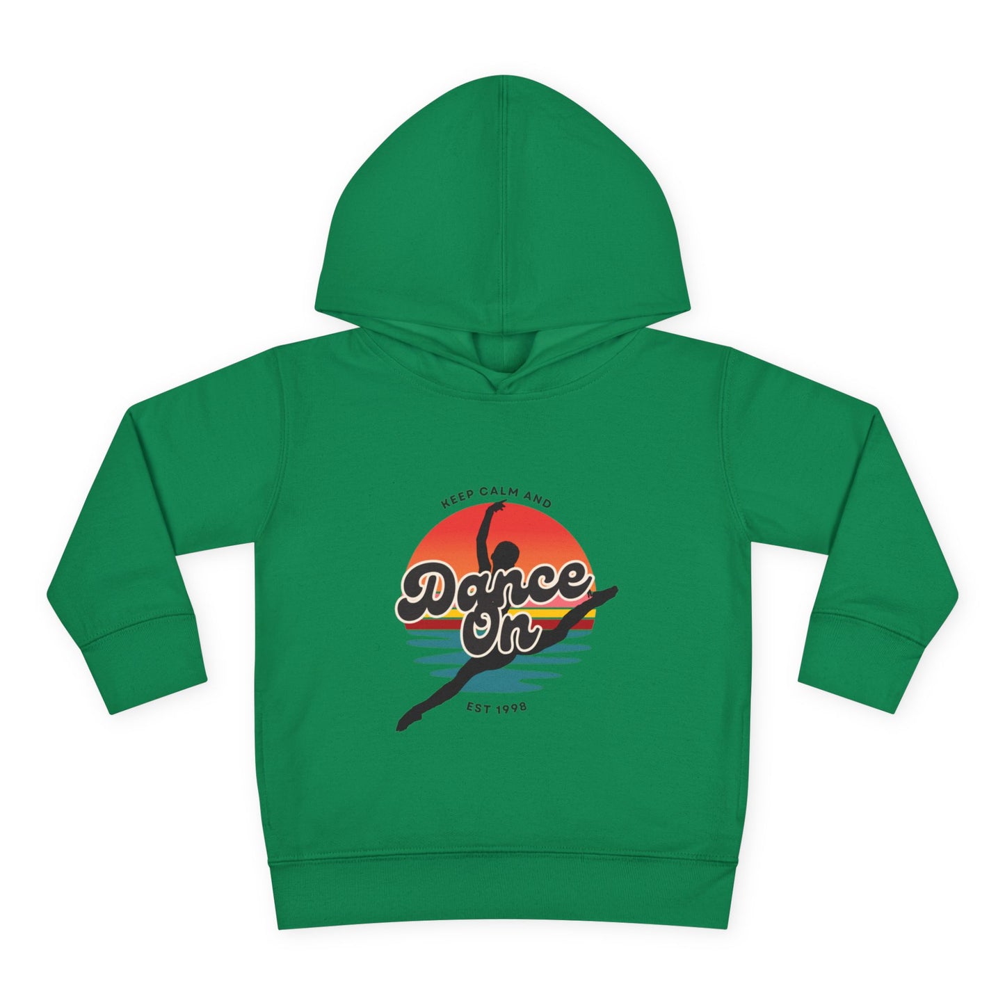 “Keep Calm and Dance On” Toddler Fleece Hoodie – Retro Dancer Graphic Sweatshirt for Little Movers