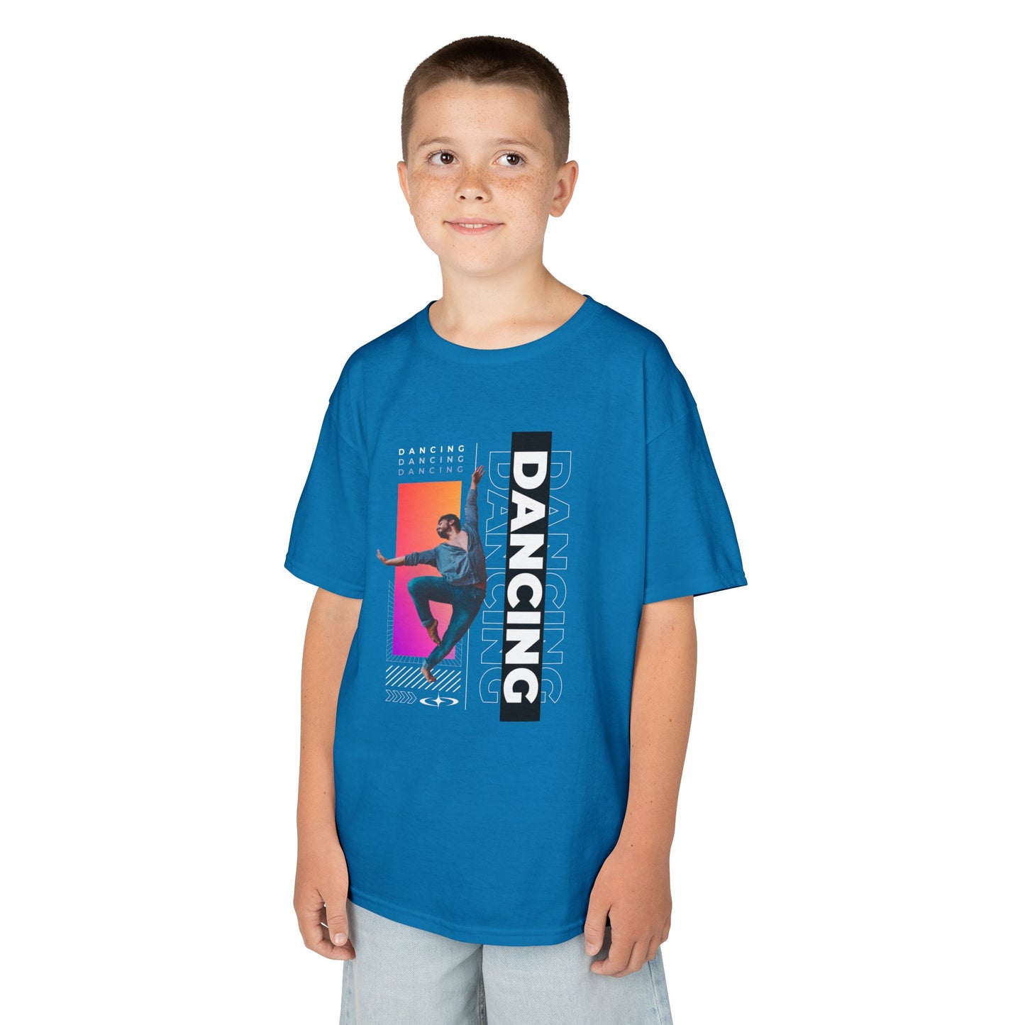 “Dancing” Youth Short Sleeve T-Shirt – Streetwear-Inspired Male Dancer Graphic – Trendy Kids Dance Apparel Tee
