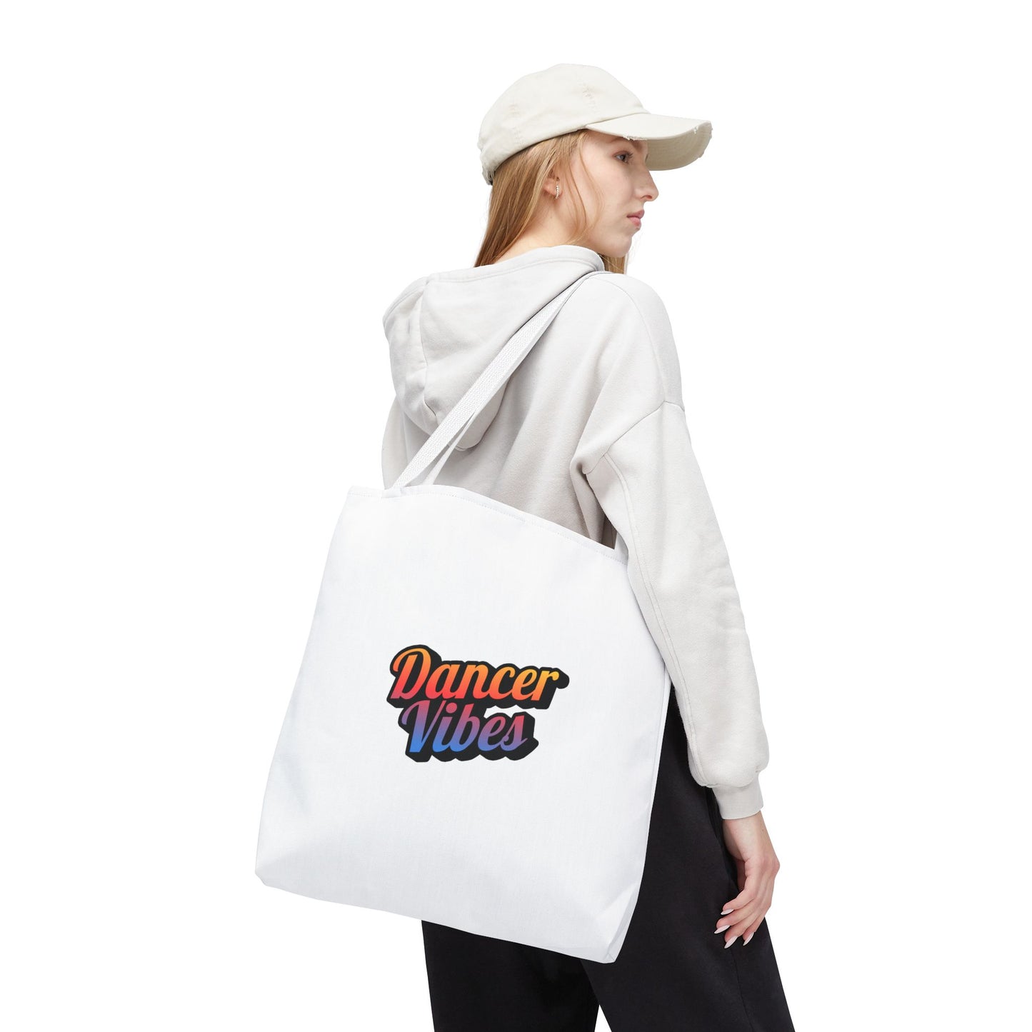 "Dancer Vibes" Canvas Tote Bag – Bold Dance-Themed Text Graphic Bag for Dancers, Students & Everyday Use