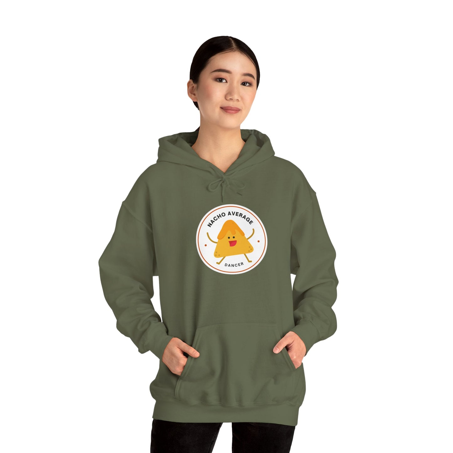 "Nacho Average Dancer" Unisex Hooded Sweatshirt – Funny Dance Pun Hoodie with Cute Nacho Graphic | Cozy Gift for Dancers & Food Lovers