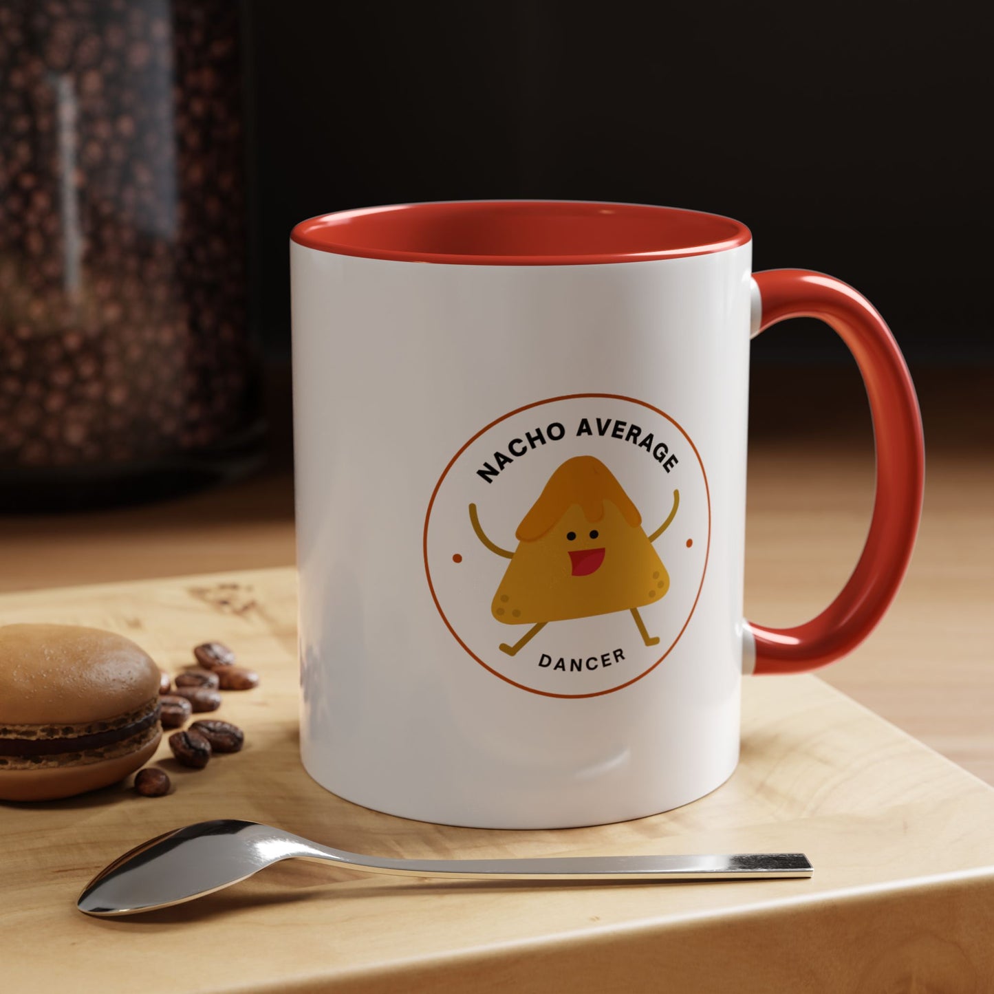 "Nacho Average Dancer" Accent Coffee Mug – Funny Dance Pun Ceramic Mug with Nacho Graphic for Dancers