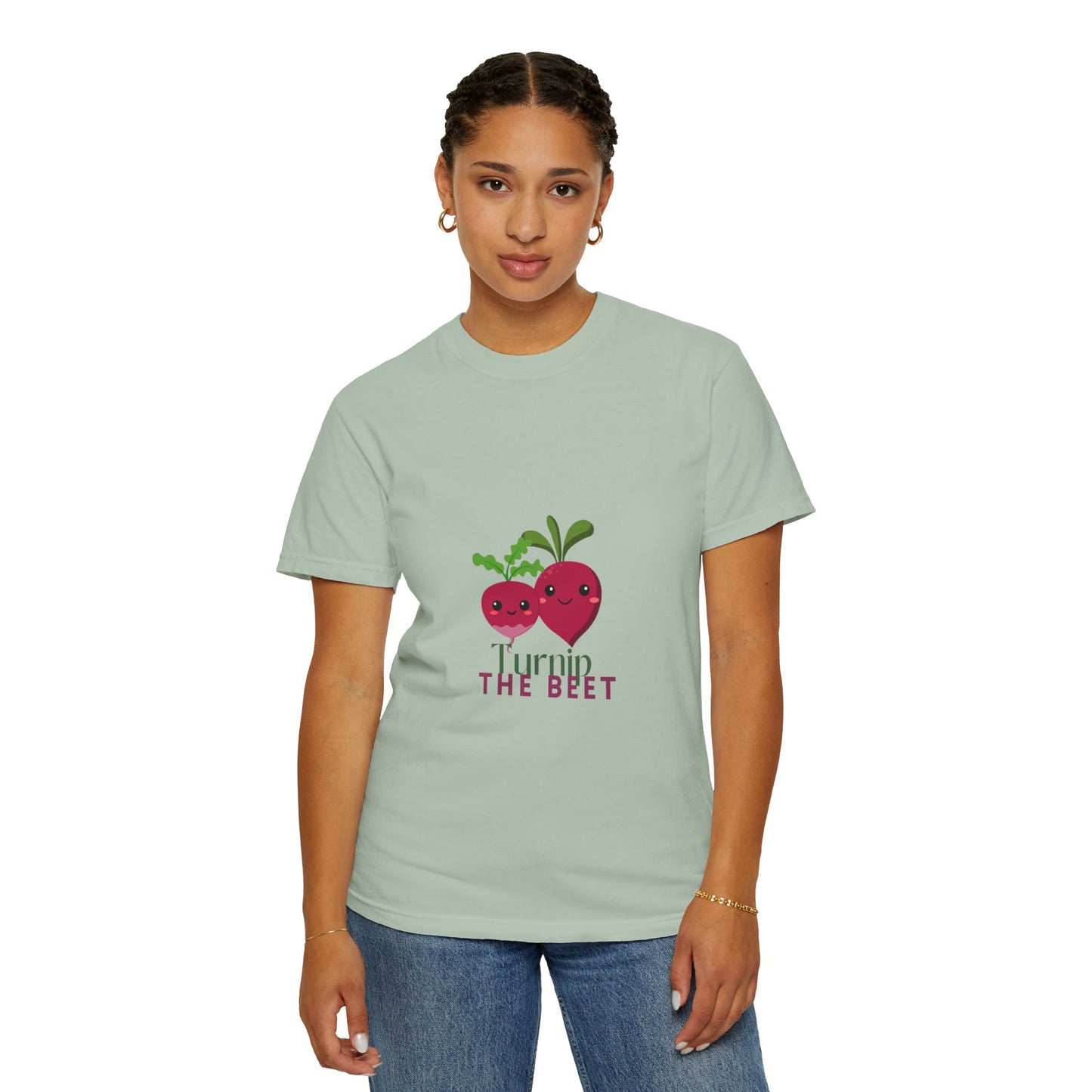 "Turnip the Beet" Unisex Garment-Dyed T-Shirt – Cute Veggie Dance Pun Graphic Tee – Funny Foodie Shirt for Dancers & Music Lovers