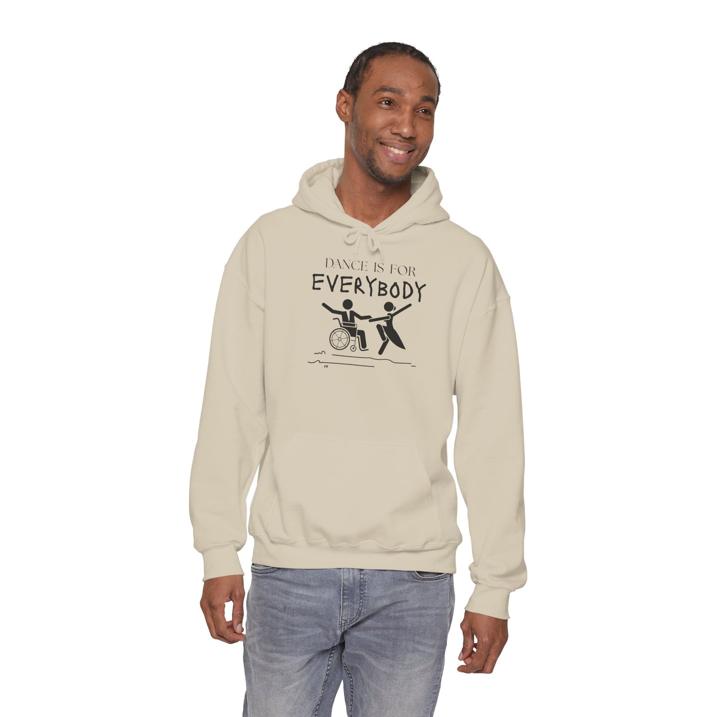 "Dance Is for Everybody" Unisex Hoodie – Inclusive Dance-Themed Hoodie for Teens and Adults with Personalization Option on Sleeve