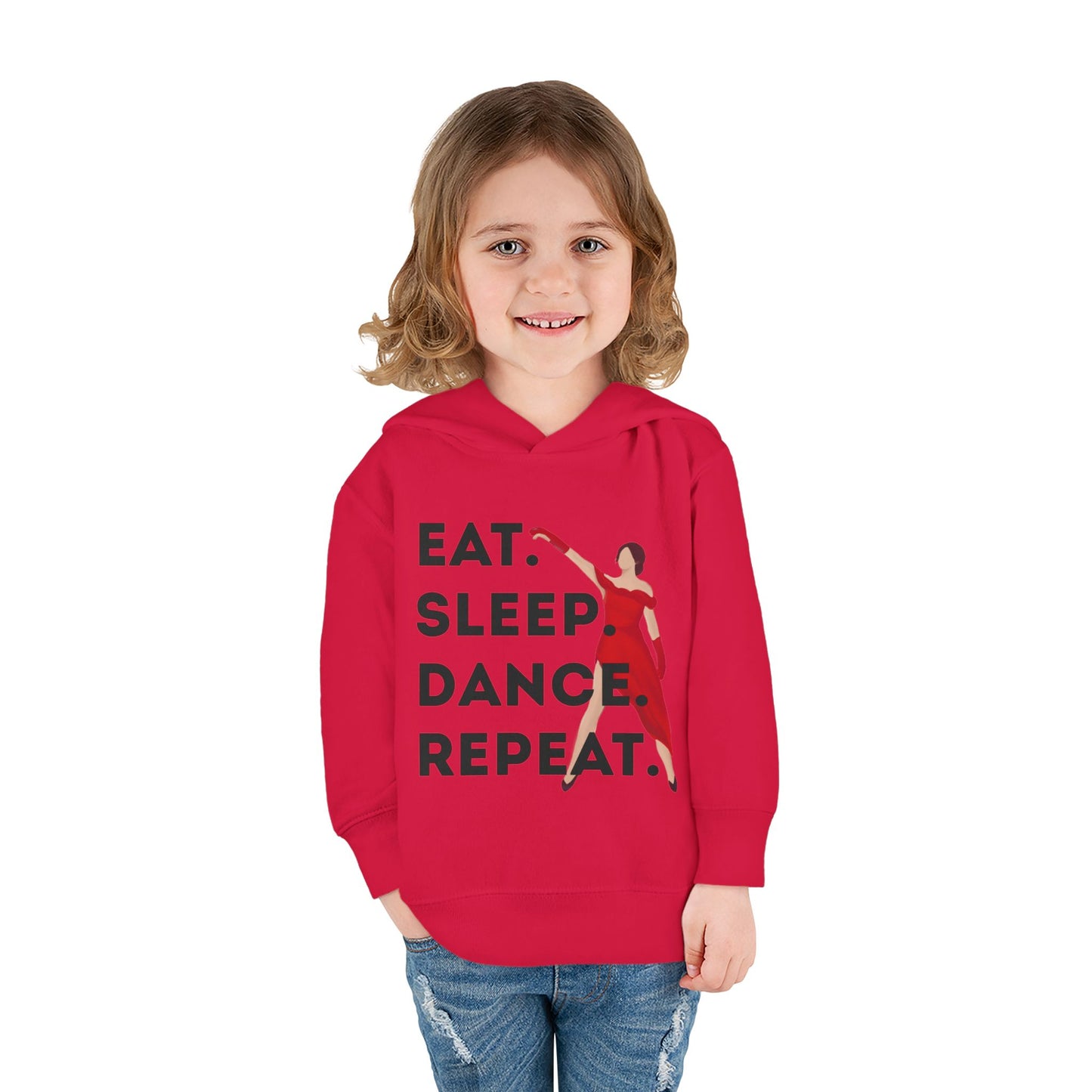 "Eat Sleep Dance Repeat" Toddler Dance Hoodie – Bold Dancer Graphic Fleece Pullover for Kids