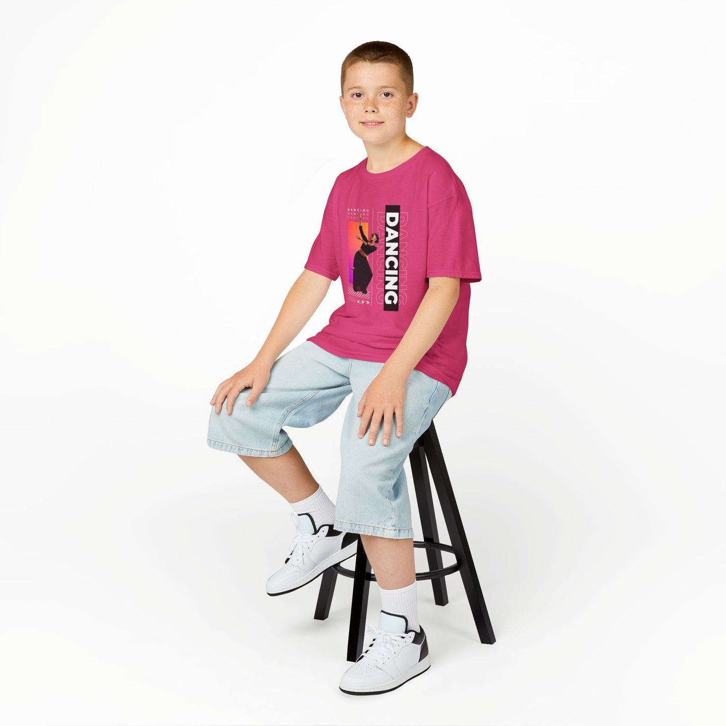 “Dancing” Youth Short Sleeve T-Shirt – Streetwear-Inspired Female Dancer Design – Trendy Kids Dance Graphic Tee
