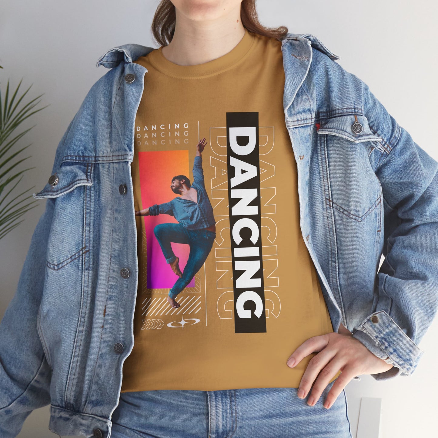 “Dancing” Streetwear-Inspired Male Dancer Unisex Heavy Cotton Tee – Urban Dance Graphic T-Shirt for Performers and Dance Lovers
