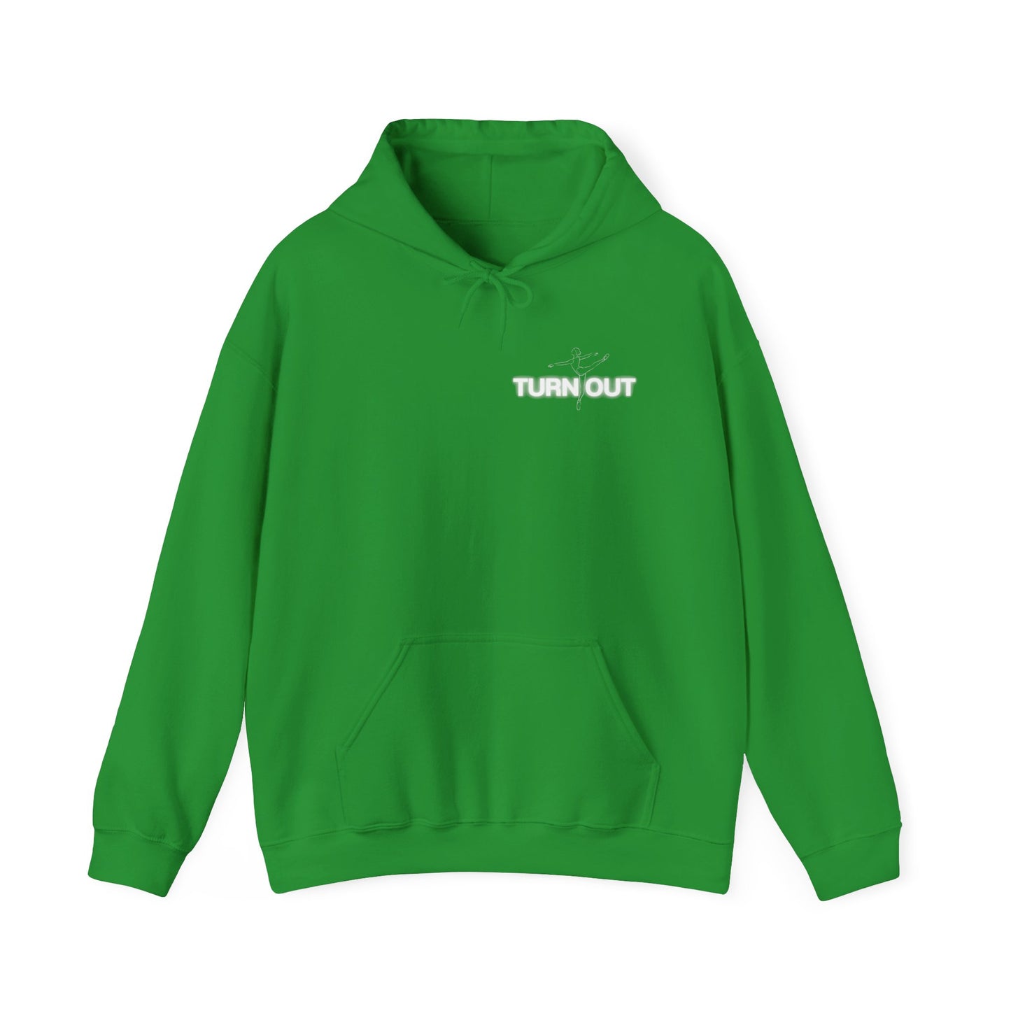 "Turn Out" Ballet Hoodie – Unisex Heavy Blend™ Hooded Sweatshirt with Front & Back Ballerina Graphics for Dancers