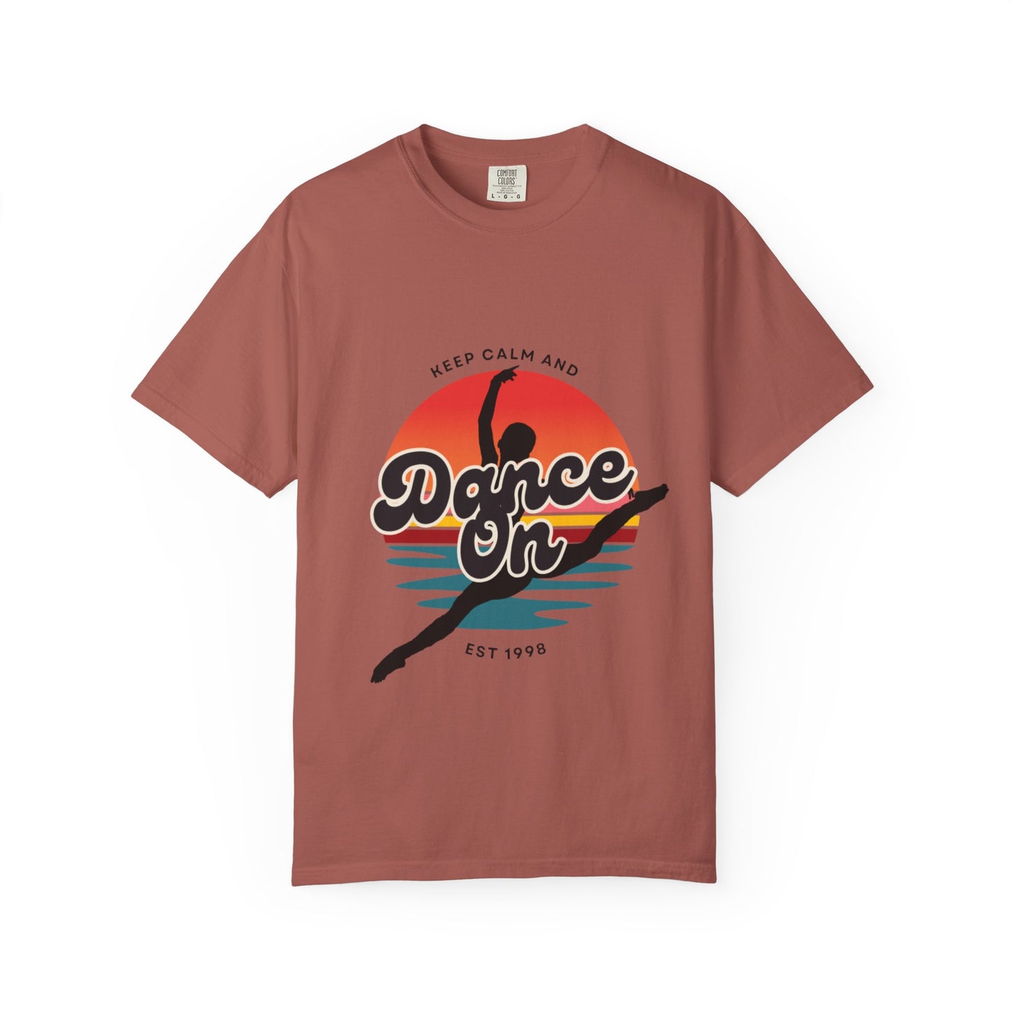 "Keep Calm and Dance On" Unisex Garment-Dyed T-Shirt – Retro Dance Graphic Tee – Vintage-Inspired Comfort Shirt for Dancers