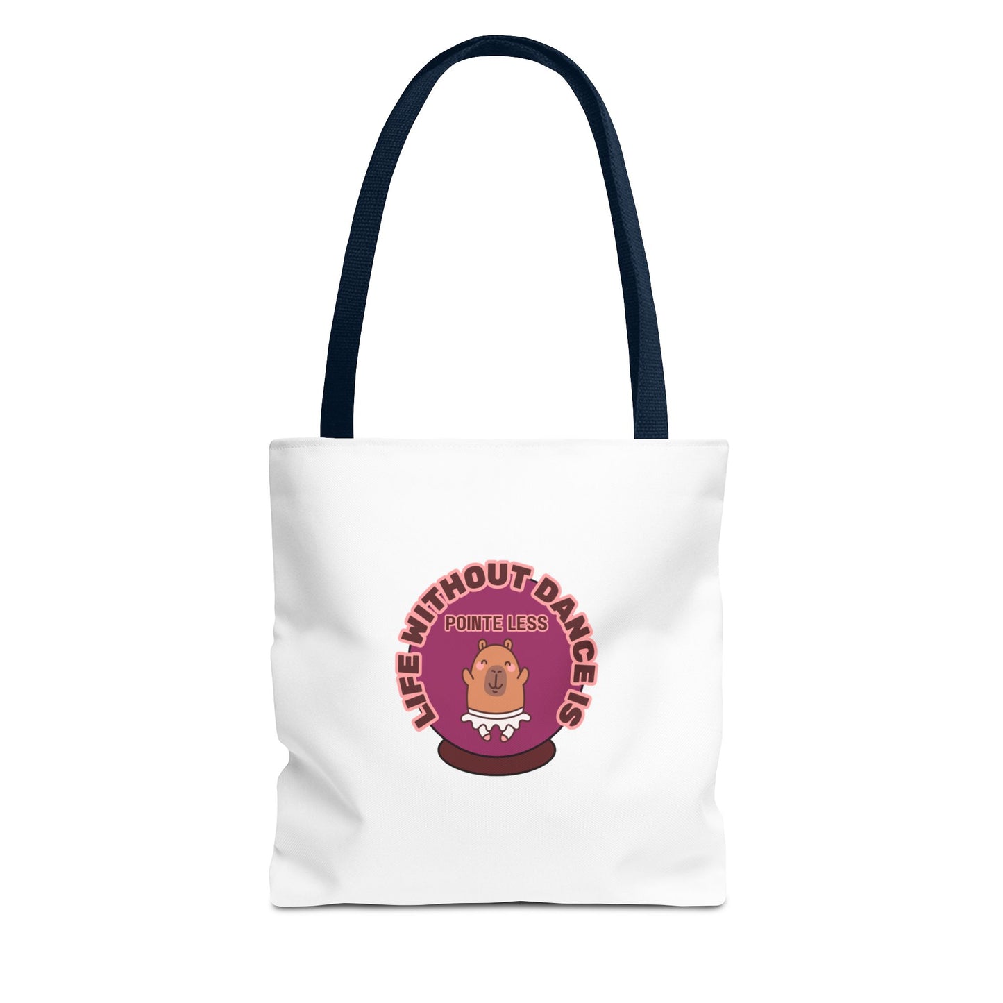"Life Without Dance Is Pointeless" Capybara Canvas Tote Bag – Funny Dance Pun Tote for Dancers & Animal Lovers