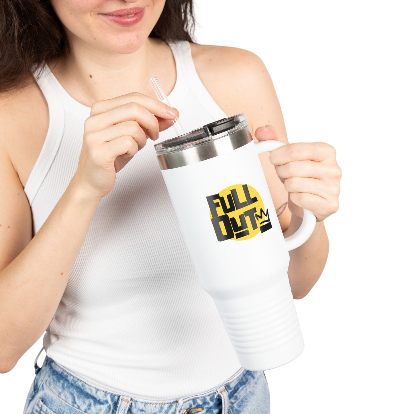 "Full Out" 40oz Insulated Travel Mug – Bold Streetwear Dance Tumbler for Dancers on the Go