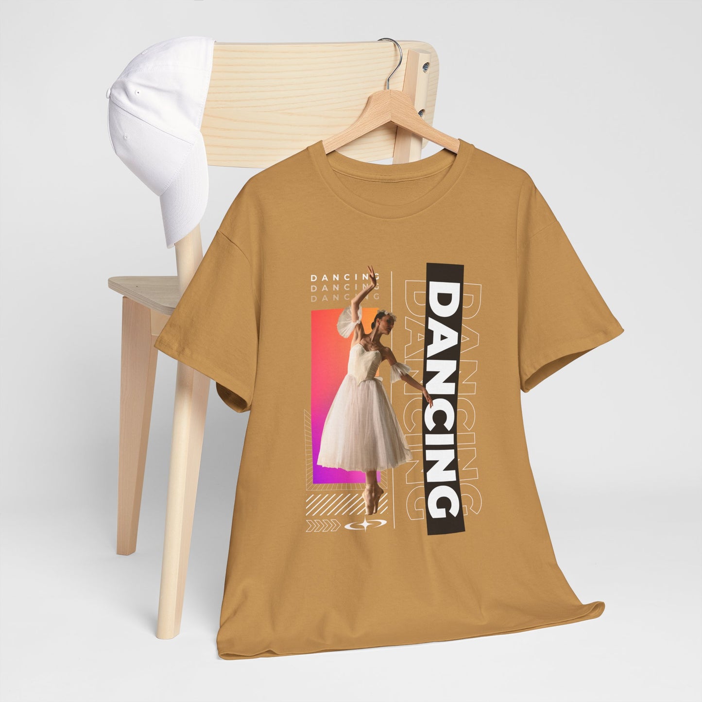 “Dancing” Streetwear-Inspired Female Dancer Unisex Heavy Cotton Tee – Urban Dance Graphic T-Shirt for Performers and Dance Lovers