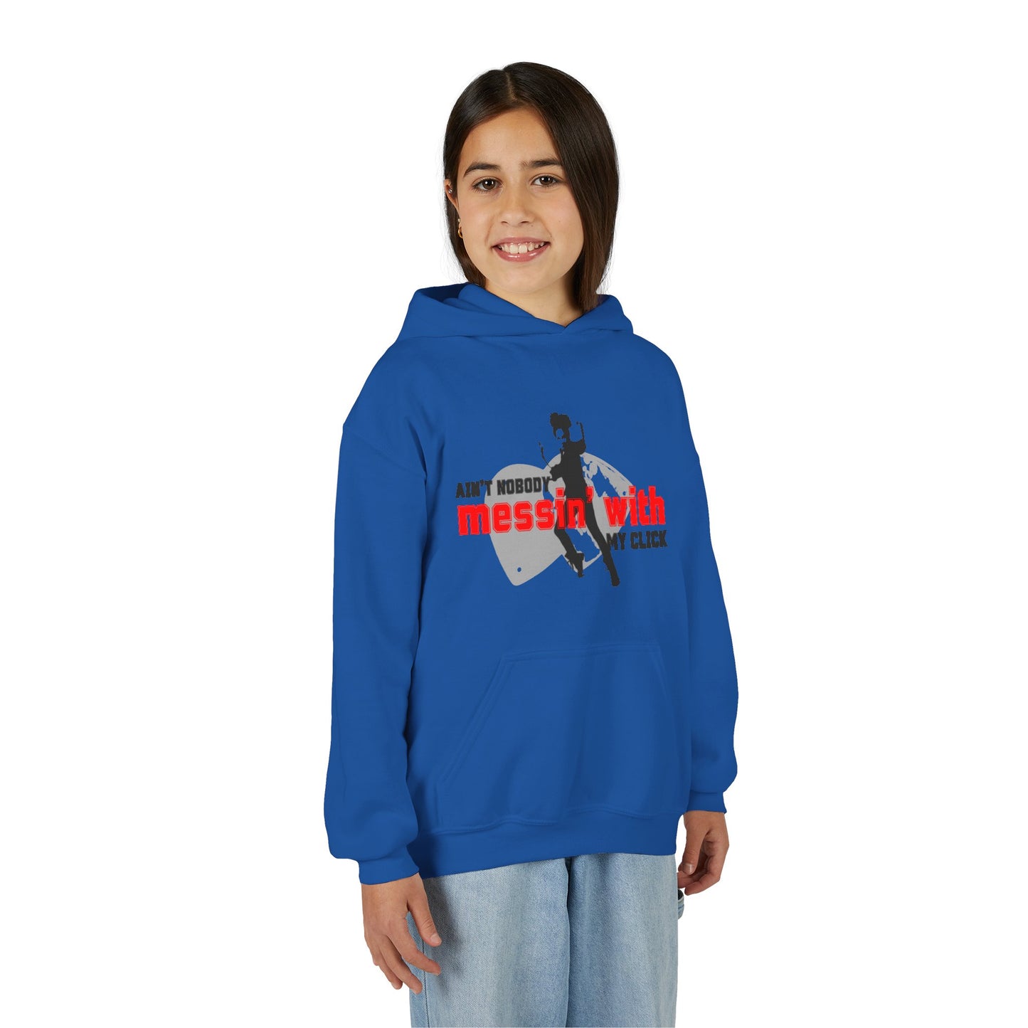 “Ain’t Nobody Messin’ with My Click” Tap Dance Graphic with Tap Shoes & Dancer - Unisex Youth Hoodie – Streetwear Tap Dancing Hoodie for Kids & Young Performers