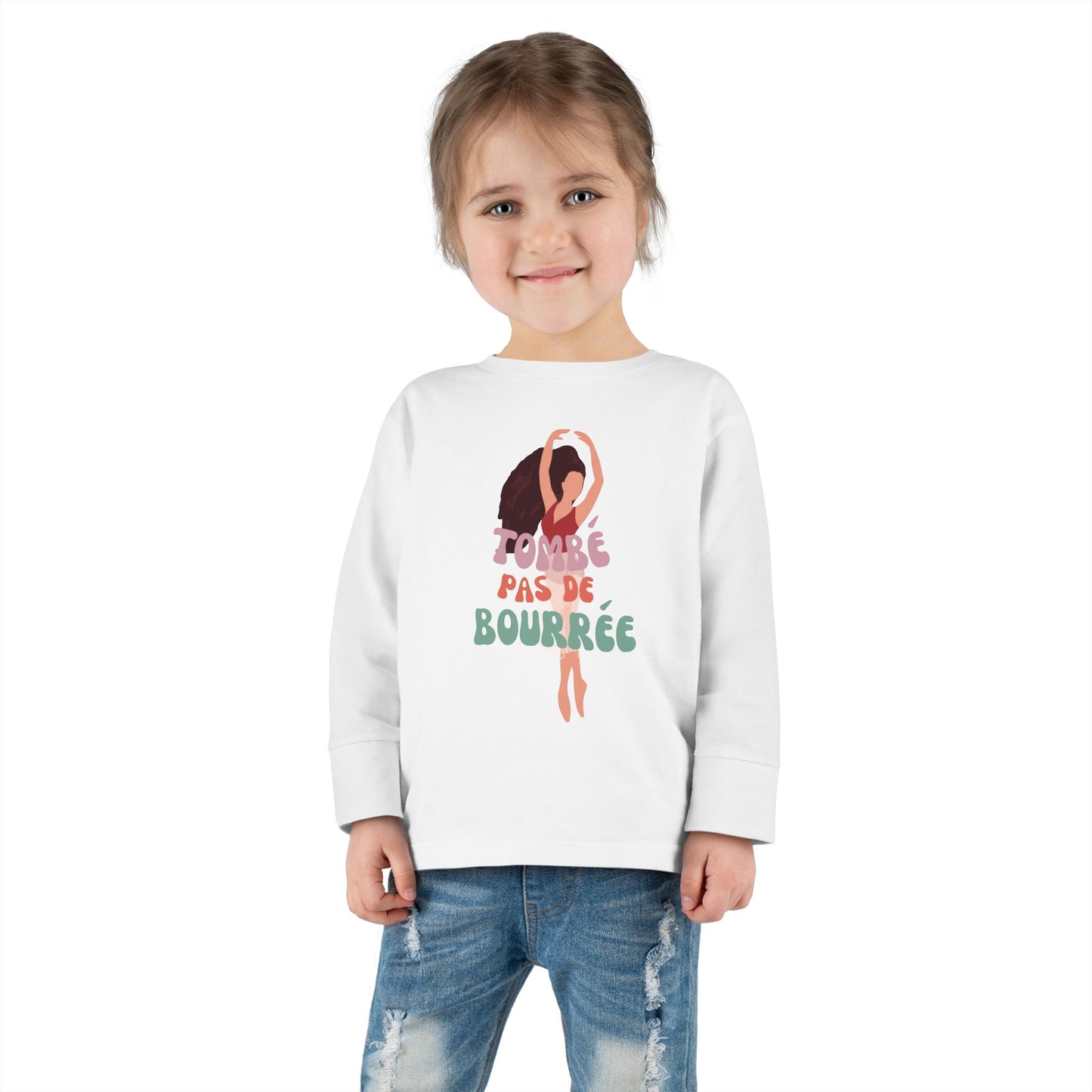 "Tombé Pas de Bourrée" Toddler Long Sleeve Dance T-Shirt – Ballet Dancer Graphic Shirt for Kids