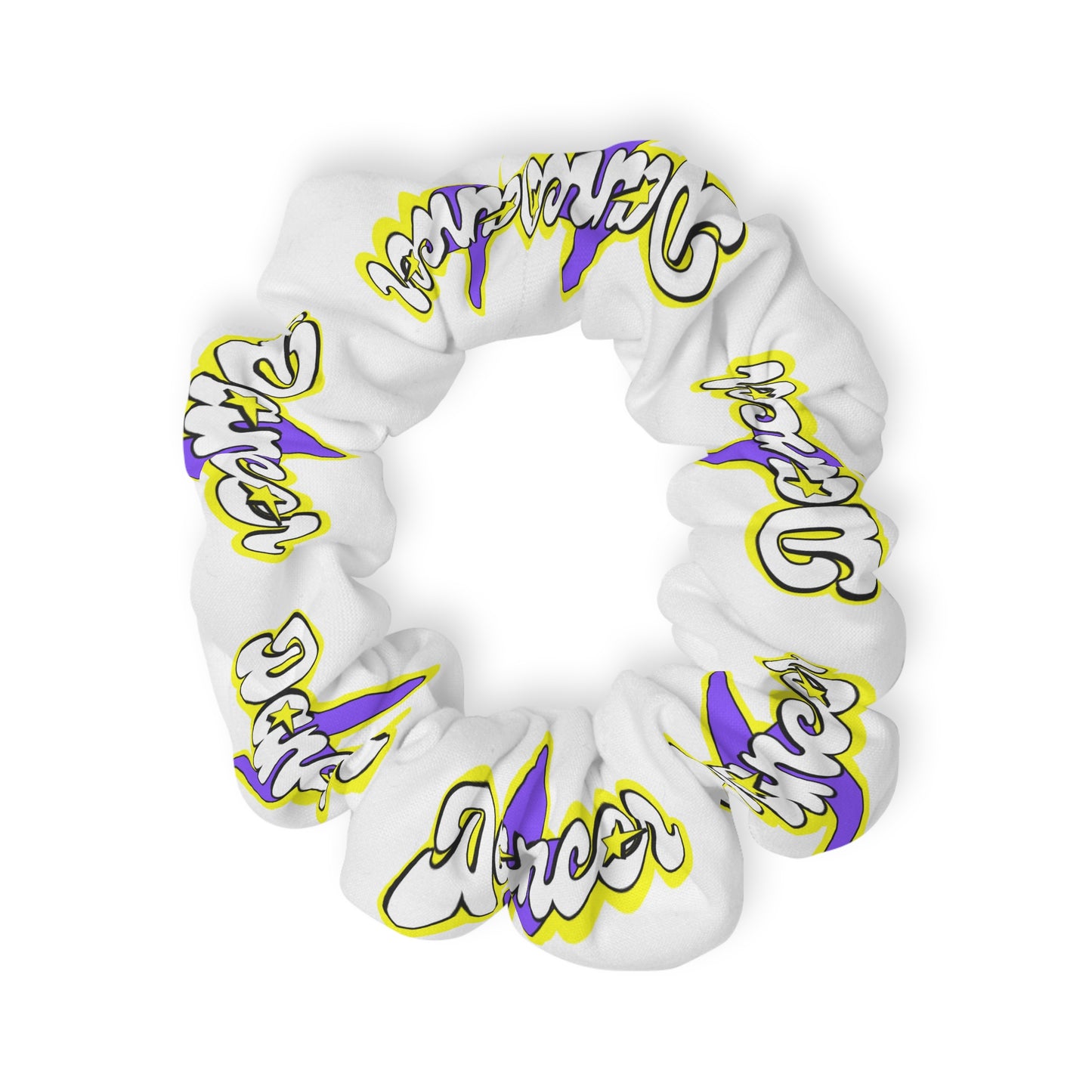 “Dancer” Scrunchie – Superhero-Inspired Dance Hair Accessory with Bold Graphic for Performers