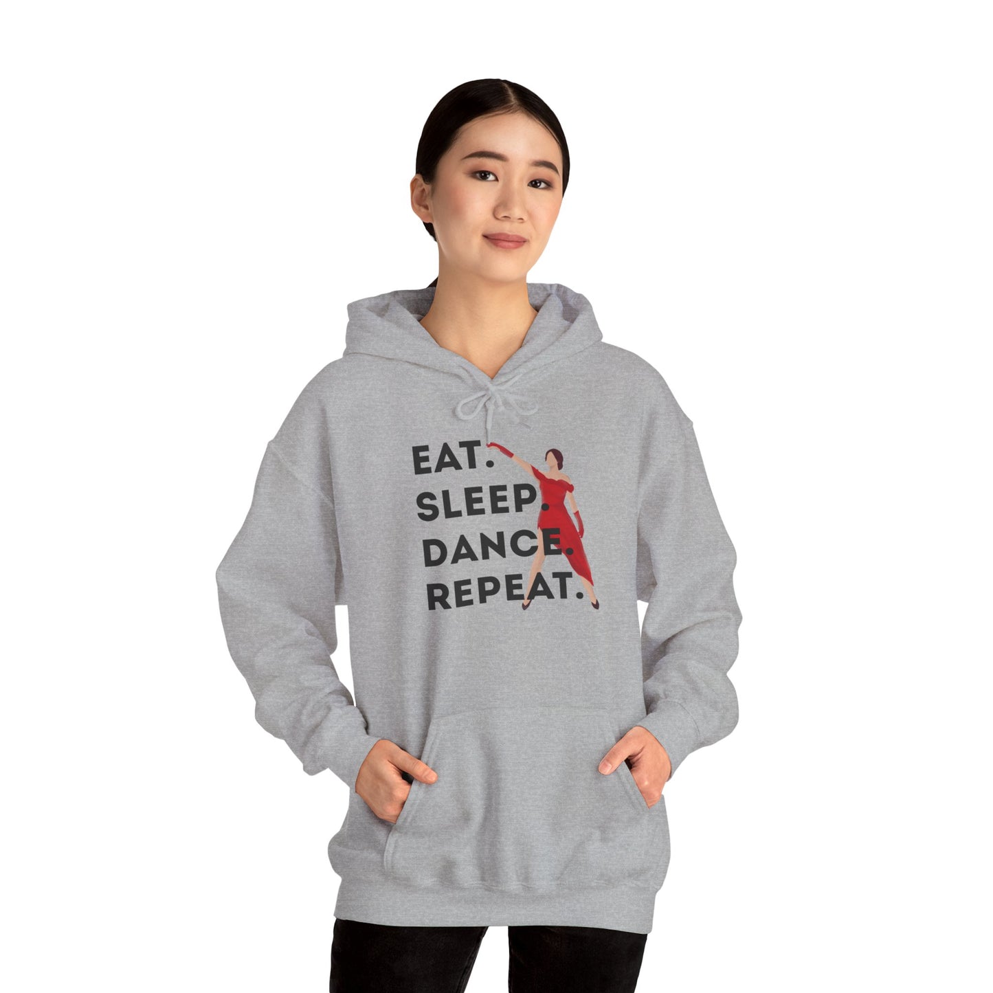 "Eat Sleep Dance Repeat" Unisex Dance Hoodie β Bold Graphic Sweatshirt for Dancers