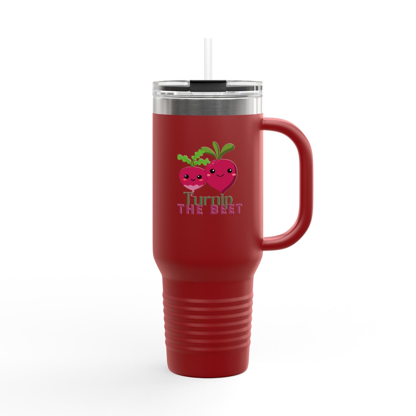 "Turnip the Beet" 40oz Insulated Travel Mug – Cute Veggie Dance Pun Tumbler for Music & Dance Lovers | Jete Shop 🥬🎶✨