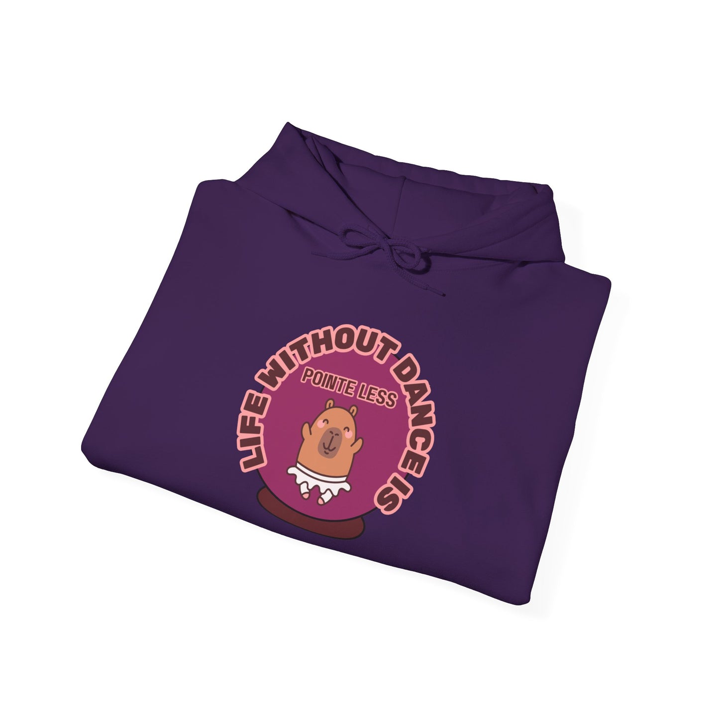 “Life Without Dance is Pointeless" Unisex Heavy Blend Hooded Sweatshirt – Cute Capybara Graphic Hoodie for Adults and Teens