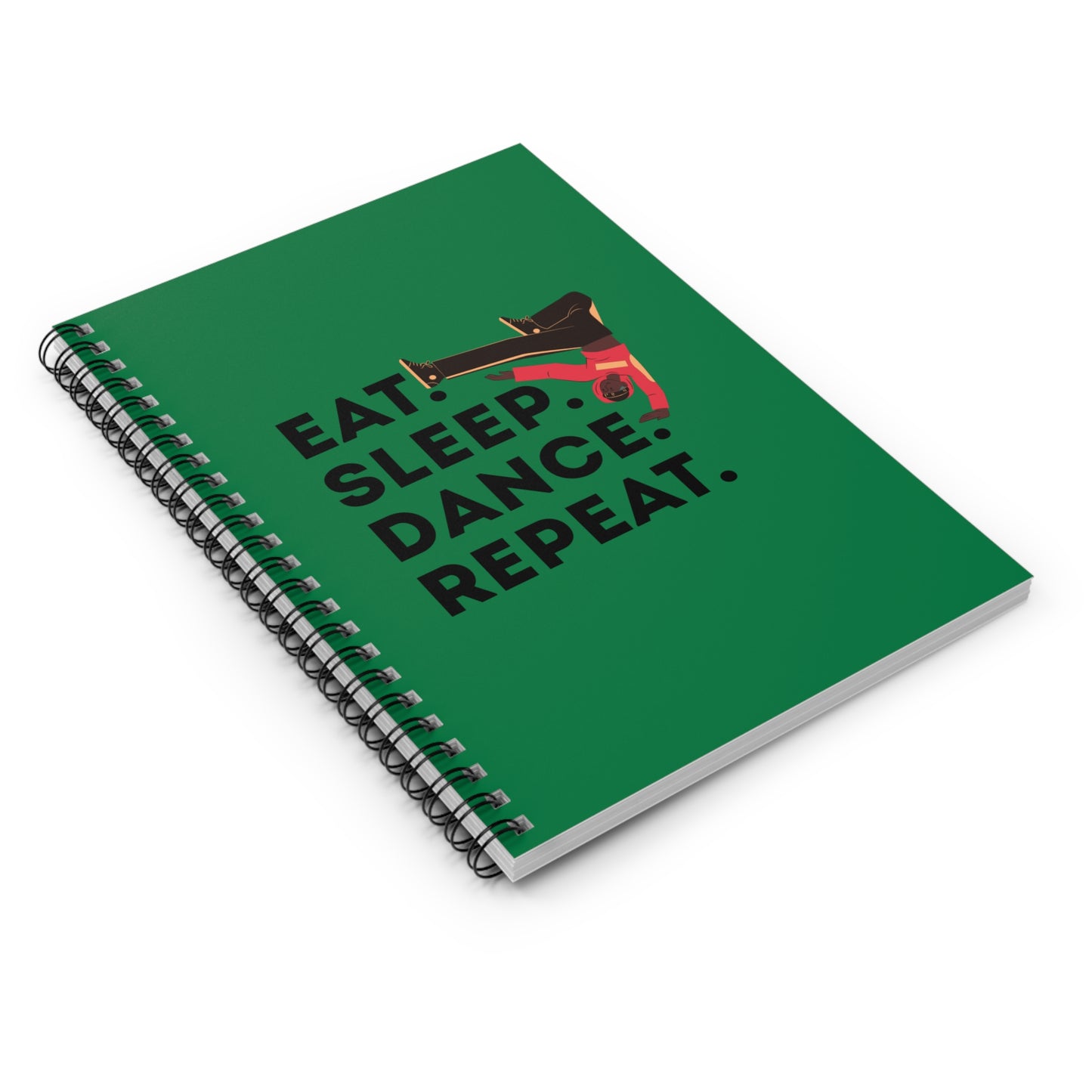 "Eat, Sleep, Dance, Repeat" Spiral Notebook – Bold B-Boy Dance Journal for Breakdancers, Hip Hop Dancers & Street Style Lovers